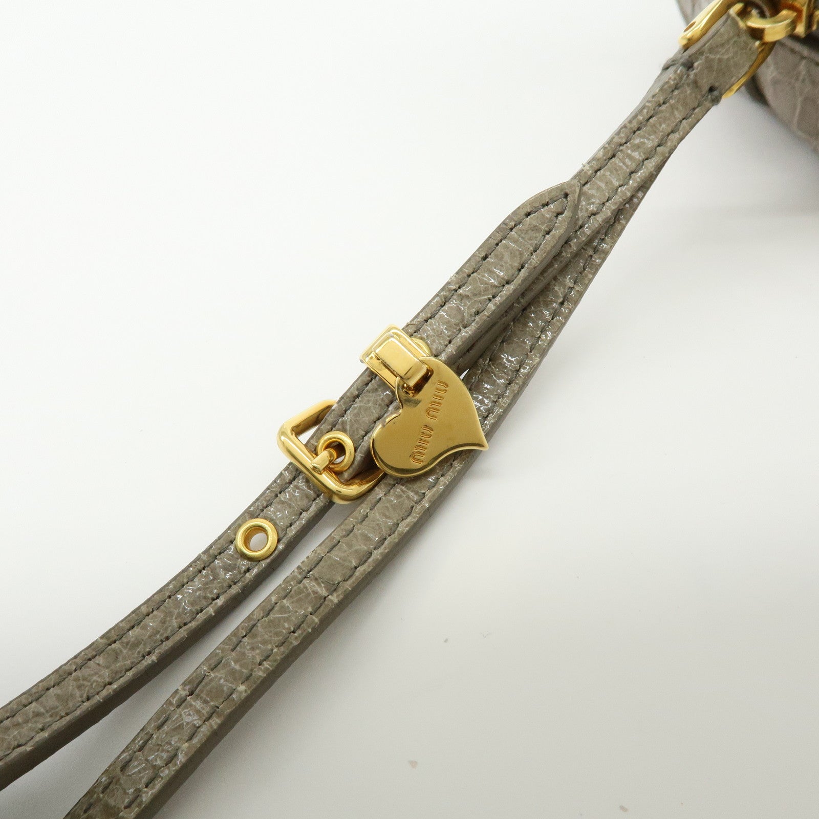 MIU MIU Embossed Leather Clutch Bag Wrist Bag Cosmetic Pouch Greige