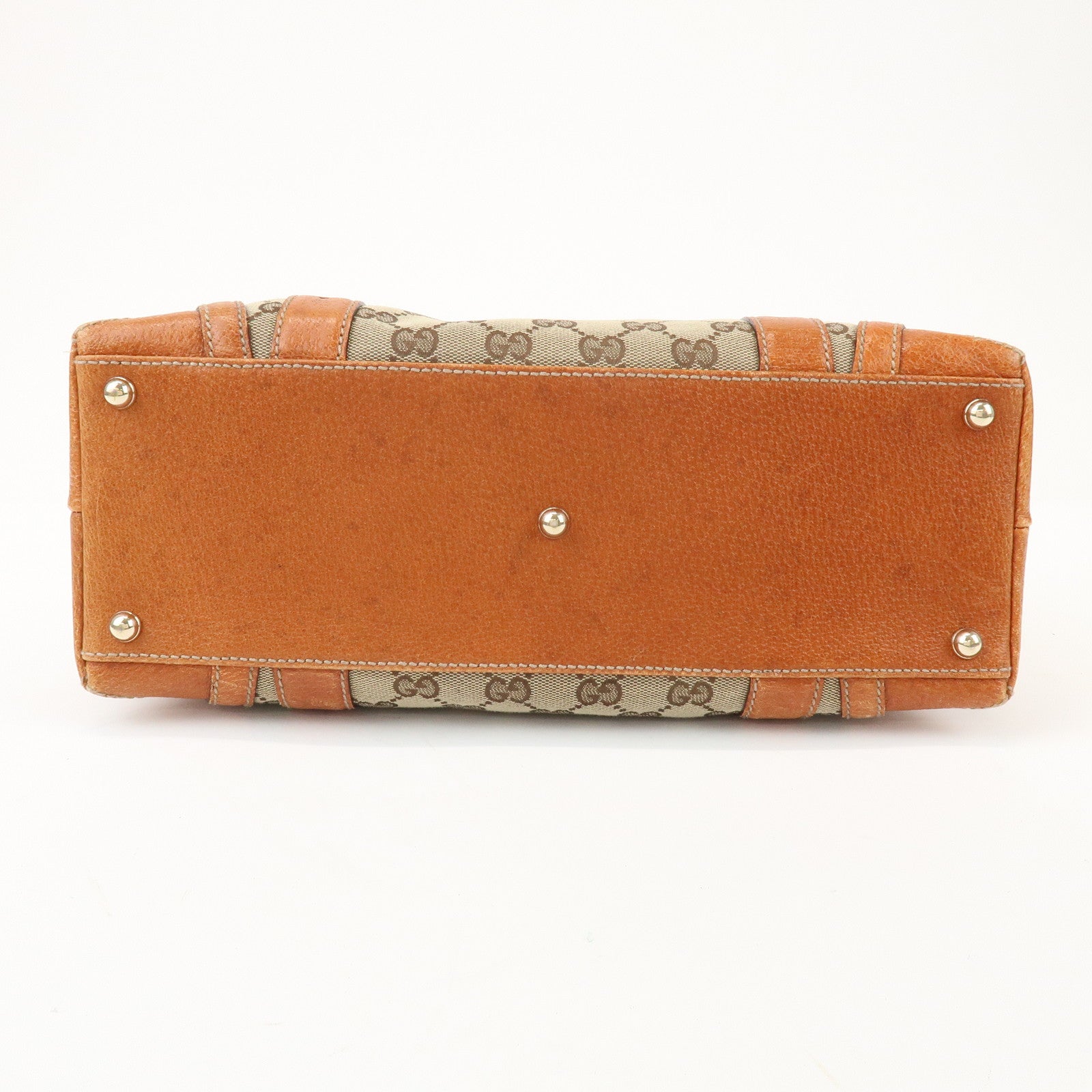 GUCCI GG Monogram Canvas Leather Shoulder Bag Brown 145761