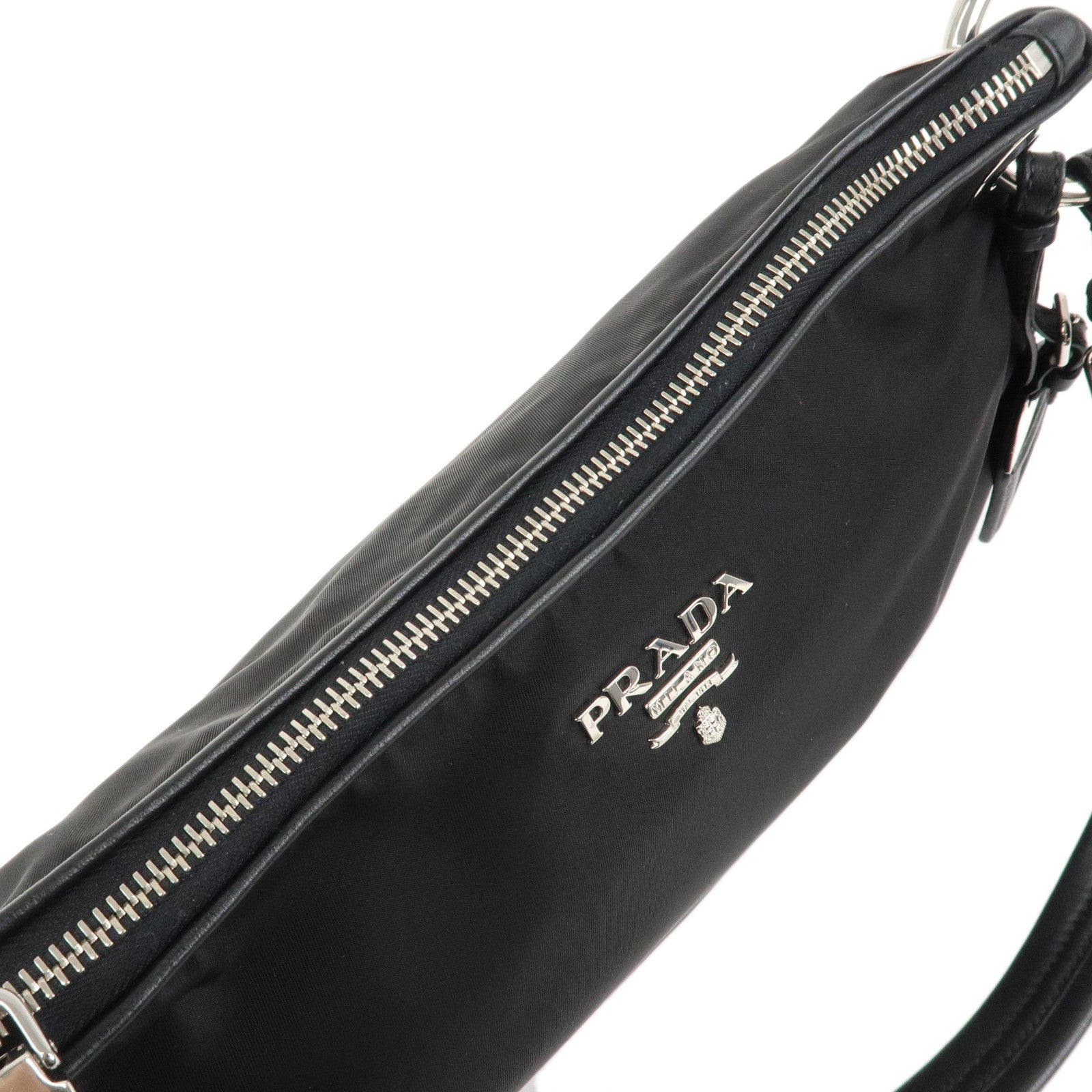 PRADA Nylon Leather Shouldr Bag Hand Bag Black BR4894