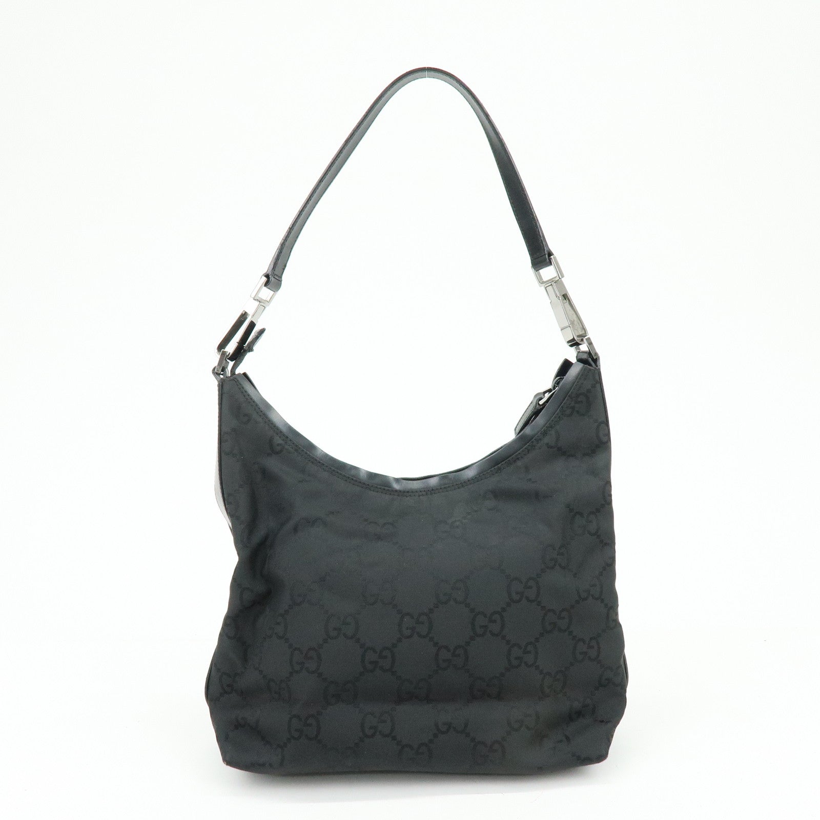 GUCCI Logo GG Nylon Leather Shoulder Bag Hand Bag Black 28335