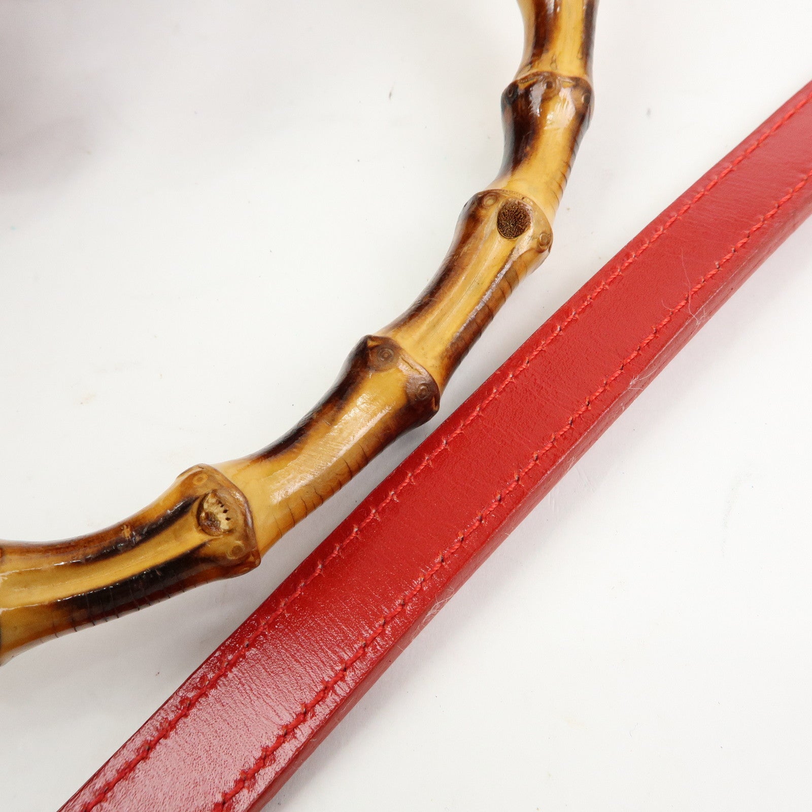 GUCCI Bamboo Patent Leather 2Way Bag Bucket Bag Red 001・01・1722