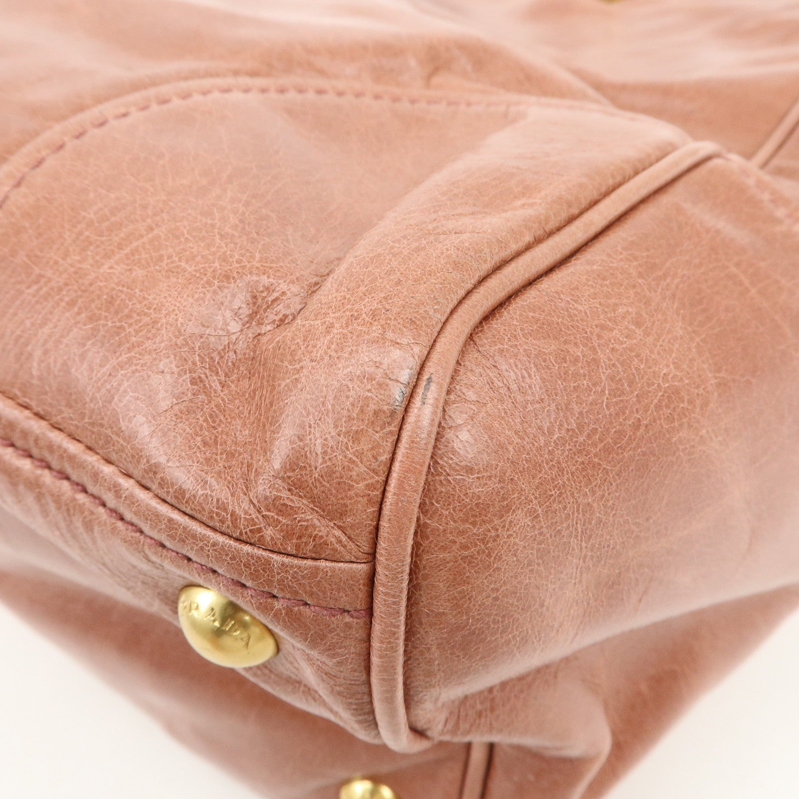PRADA Logo Leather 2Way Bag Shoulder Bag Hand Bag Pink