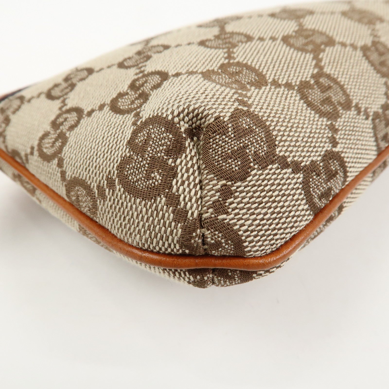 GUCCI Sherry GG Canvas Leather Pouch Cosmetic Pouch Brown 152507