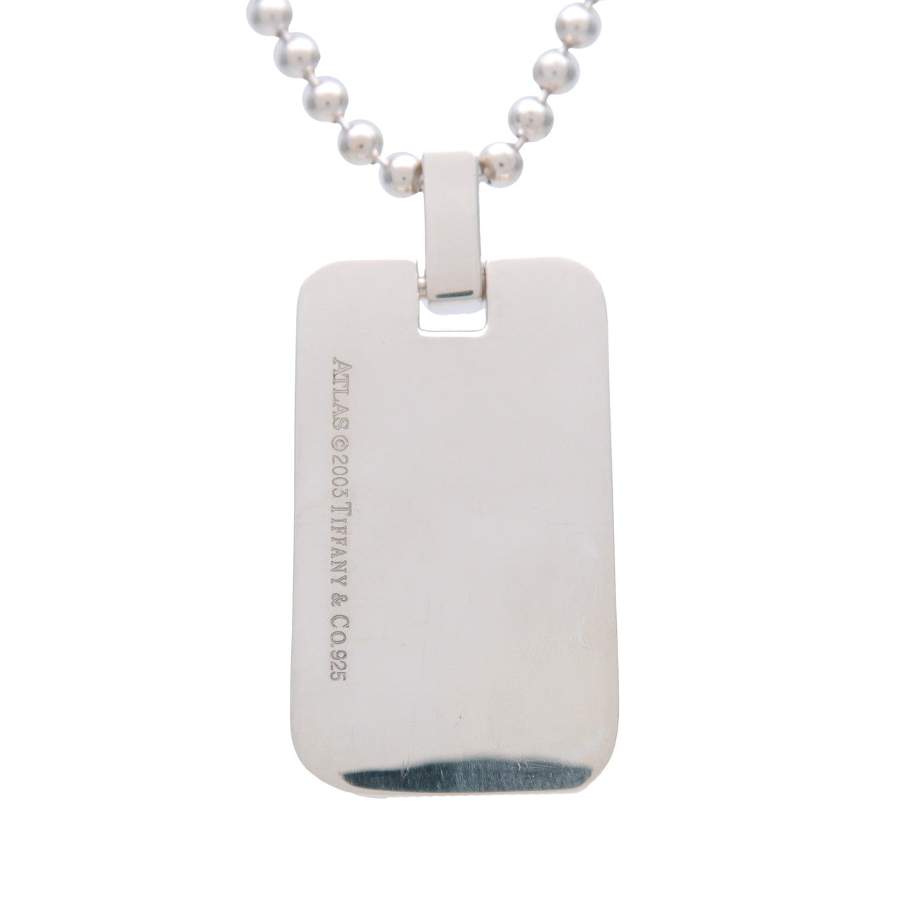 Tiffany & Co Atlas Plate Ball Chain Necklace SV925 Silver