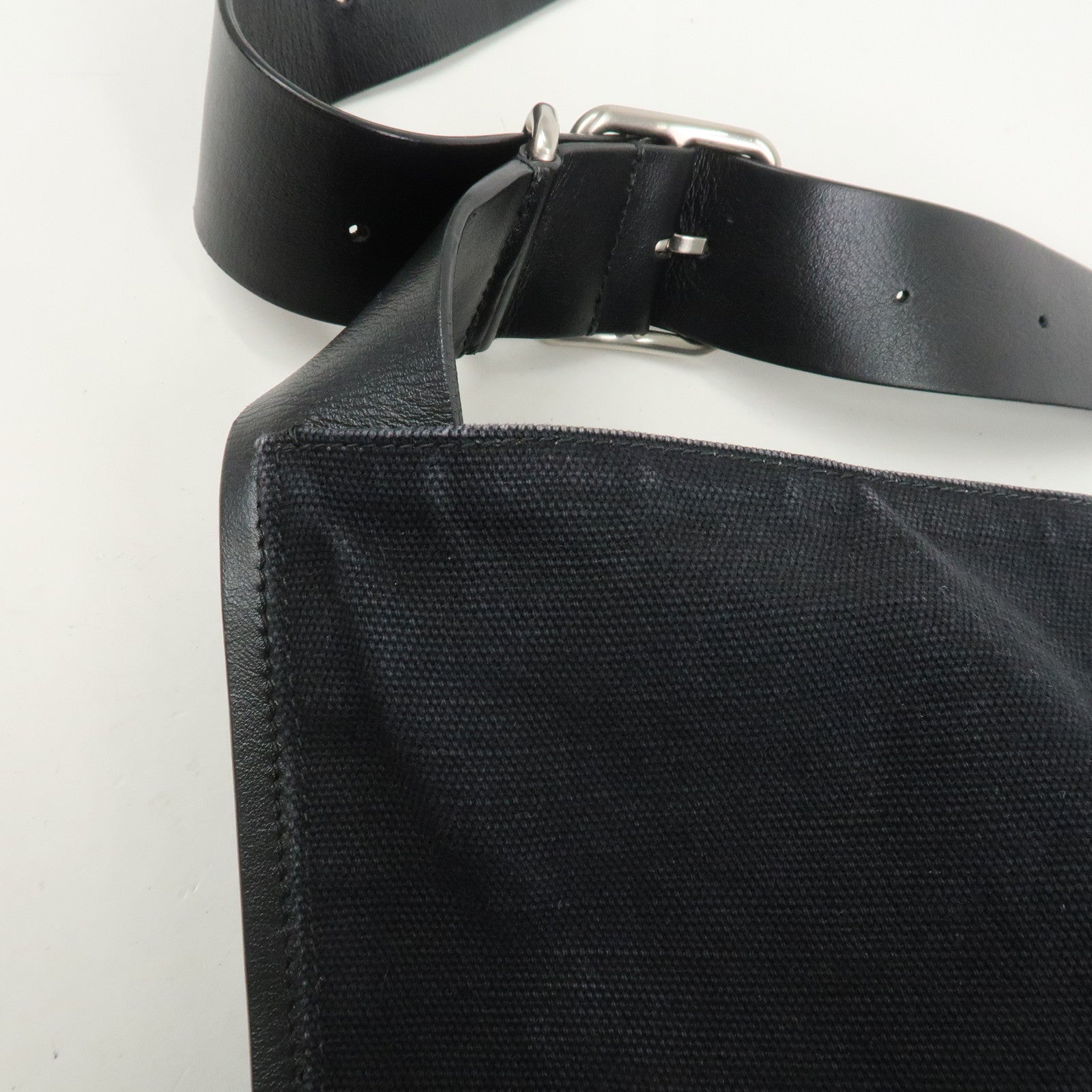 JIL SANDER Canvas Leather Shoulder Bag Crossbody Bag Black