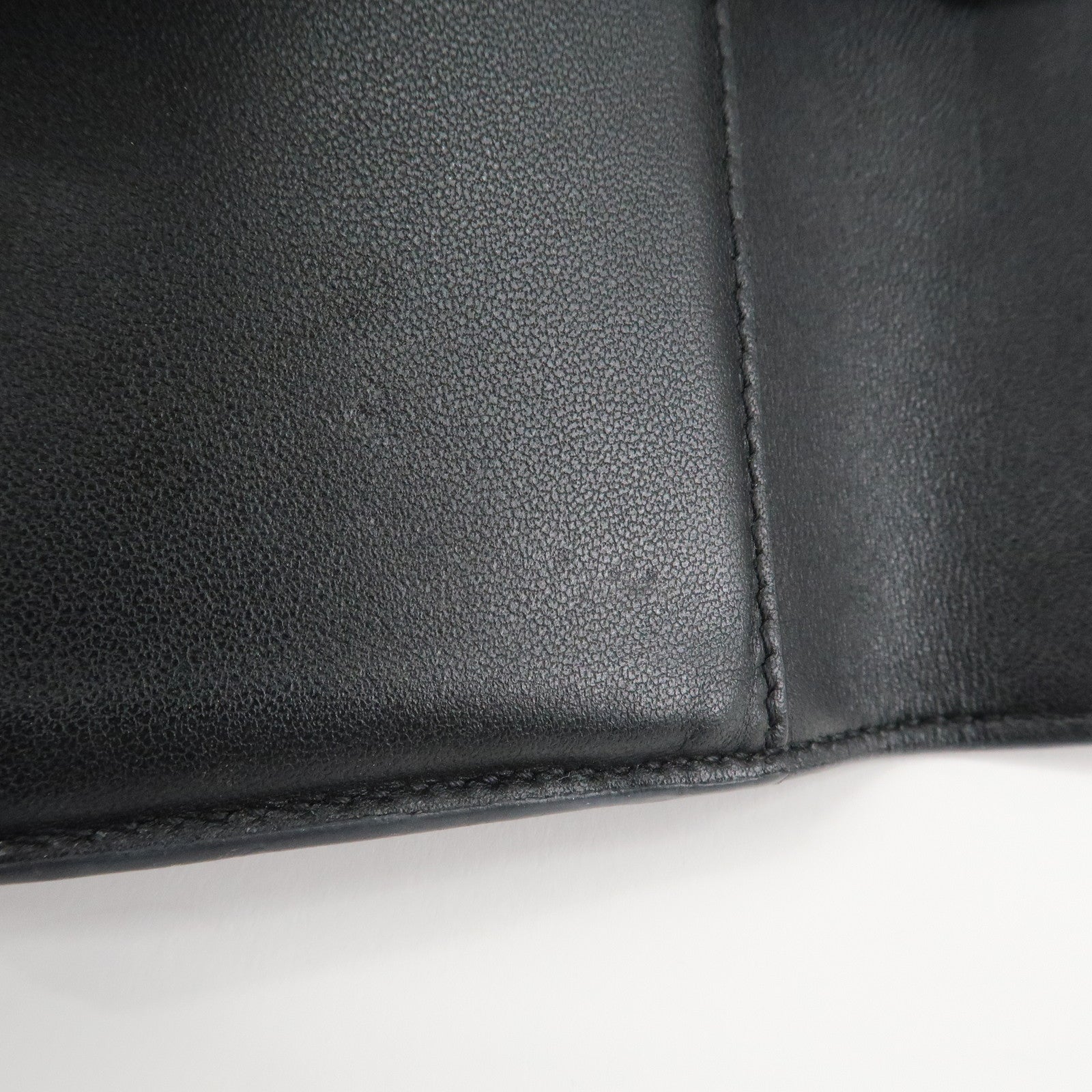 Christian Dior Saddle Leather Compact Wallet Black Gold Hardware Used