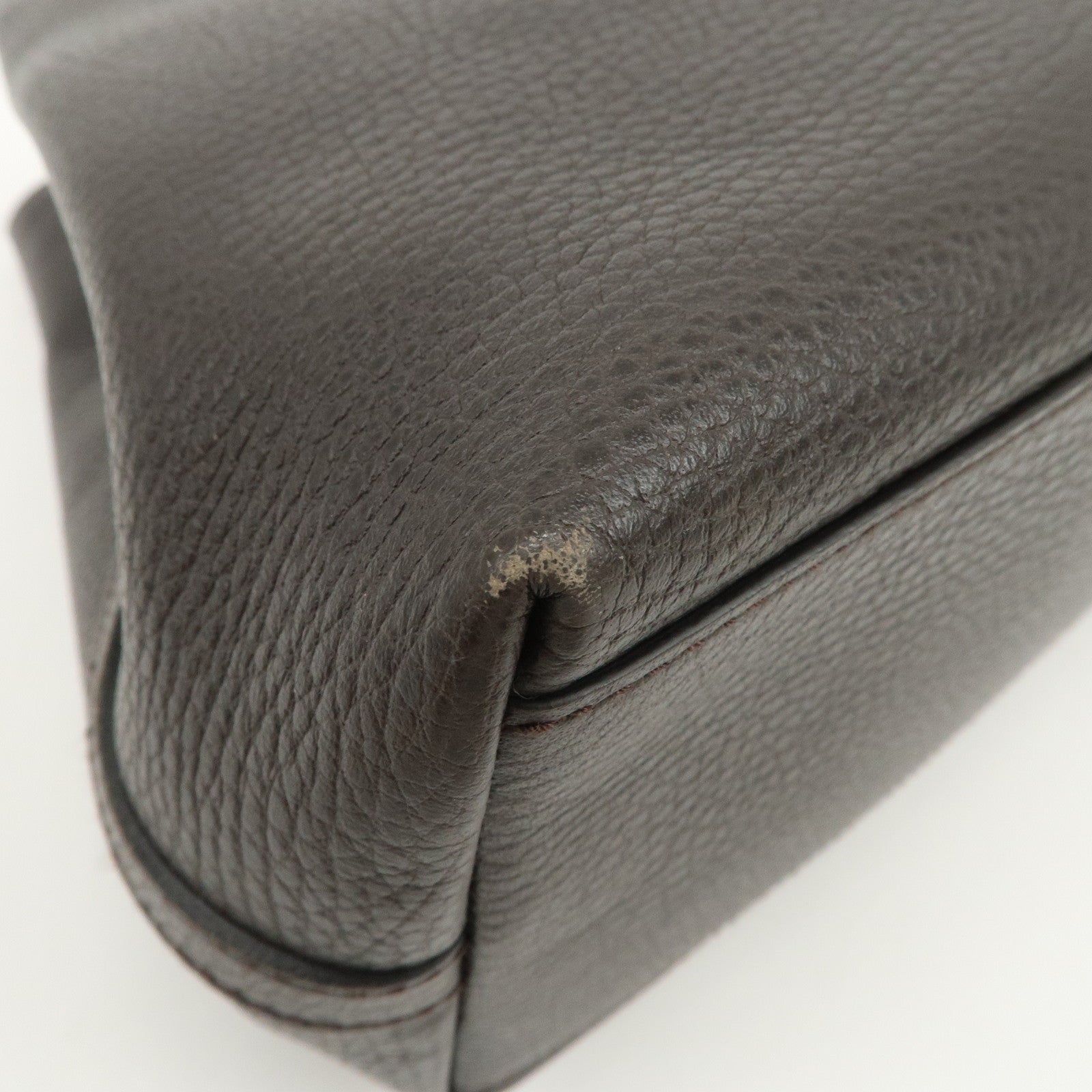 GUCCI Logo Leather Tote Bag Shoulder Bag Dark Brown 419689