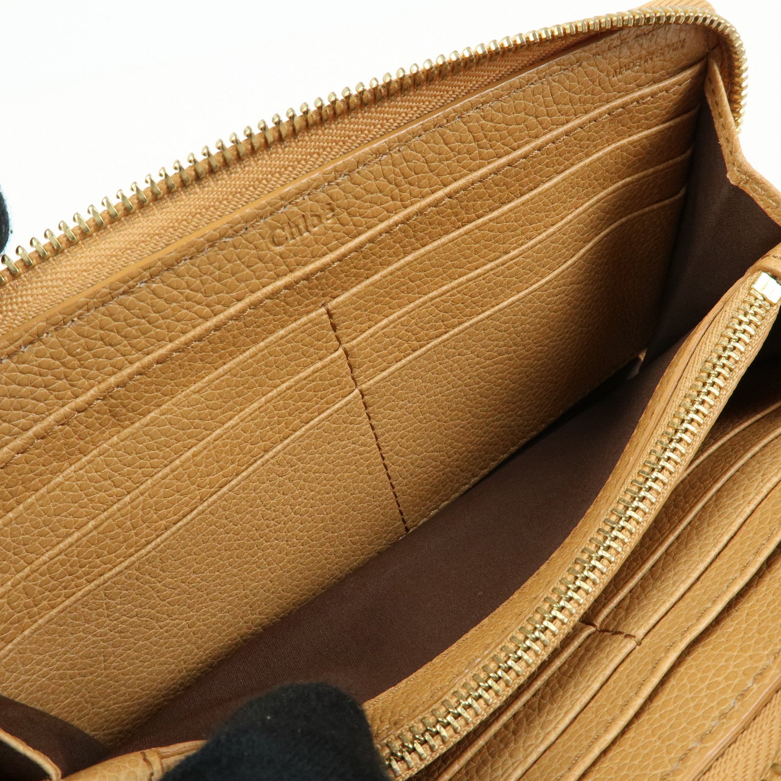Chloe Paraty Leather Round Zippy Long Wallet Light Brown