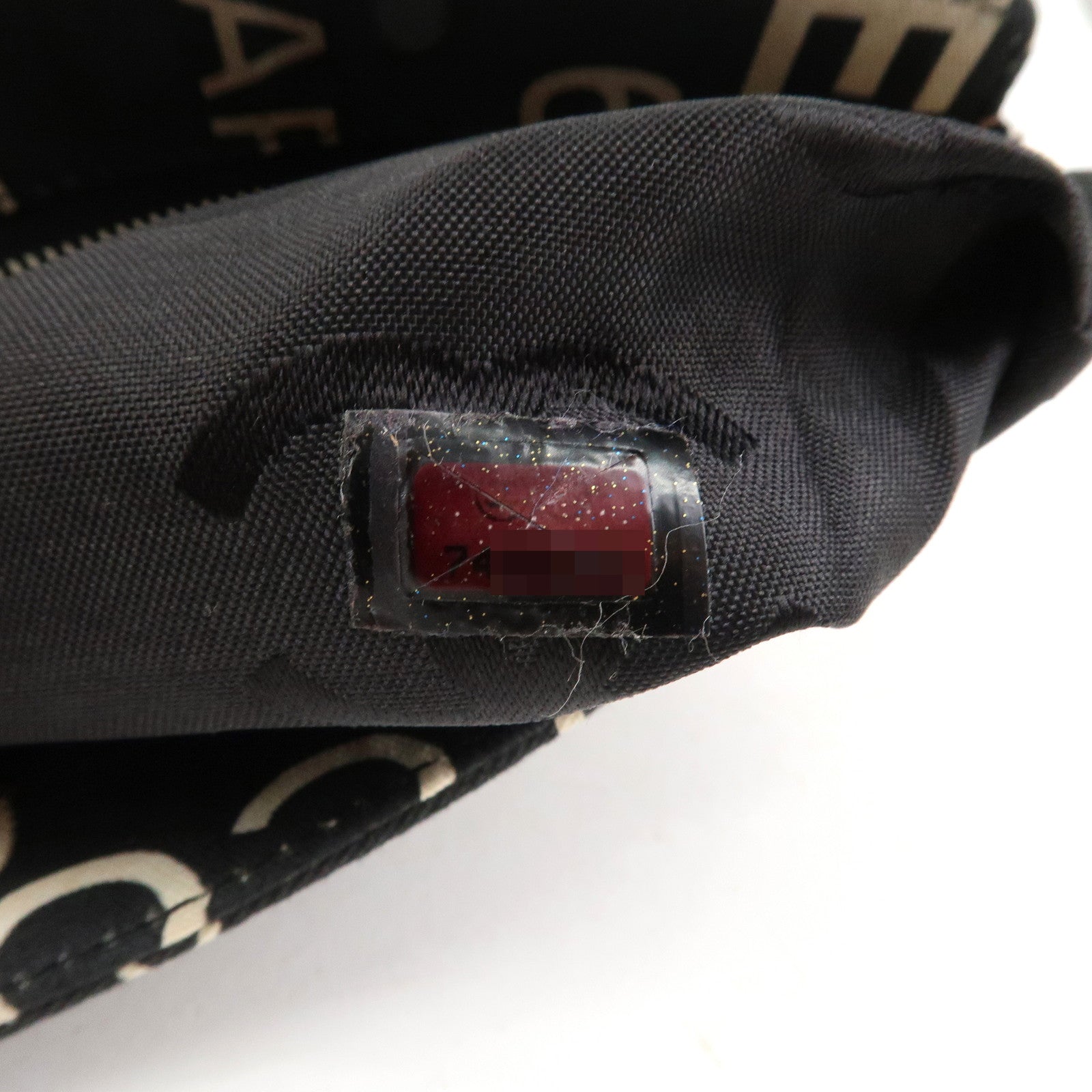 CHANEL By Sea Line Canvas Clutch Bag Cosmetic Pouch Black White