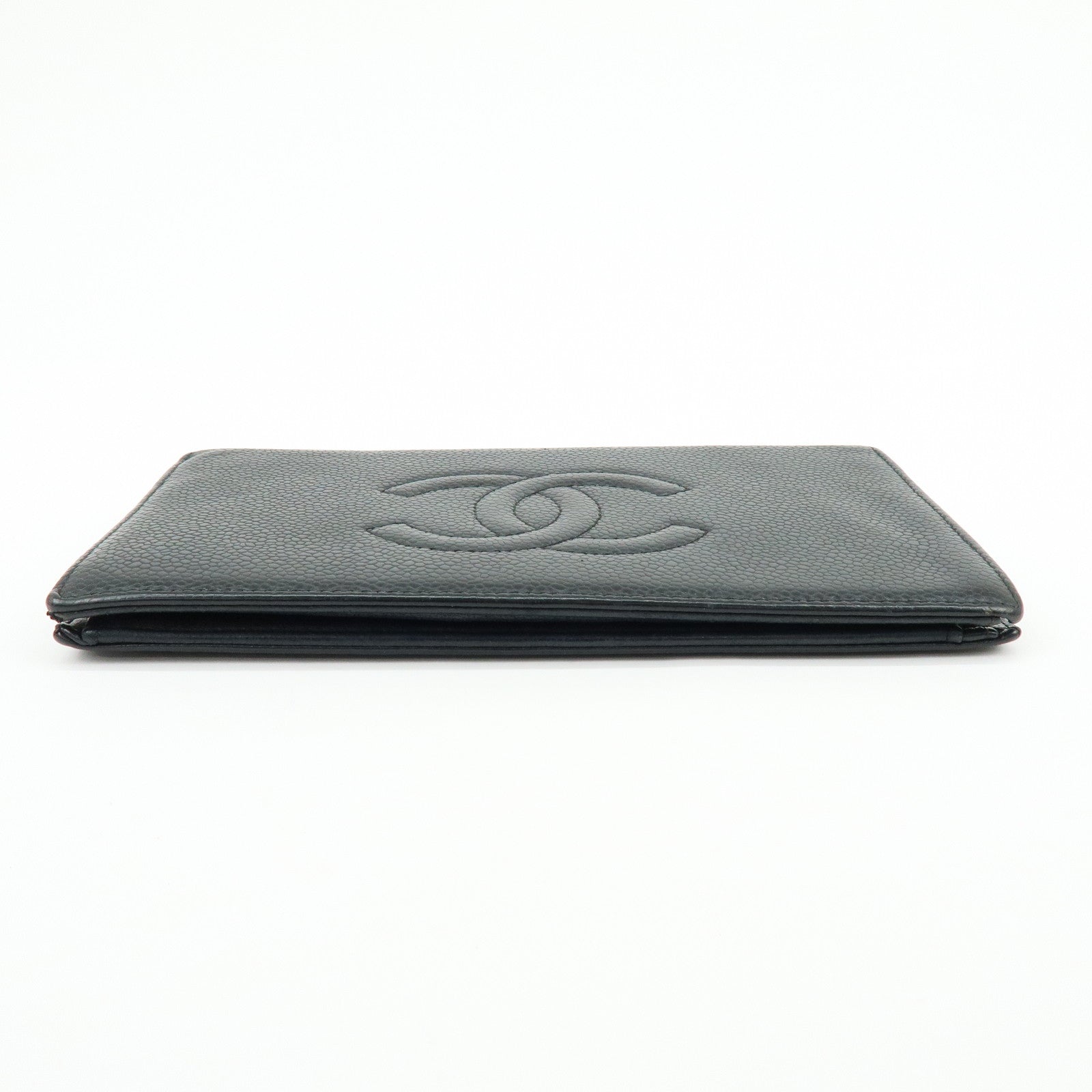 Chanel COCO Mark Caviarskin Long Flap Wallet Black