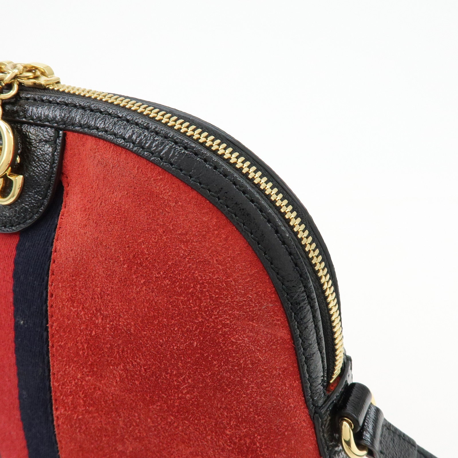 GUCCI Sherry Suede Leather Shoulder Crossbody Bag Red Navy 499621