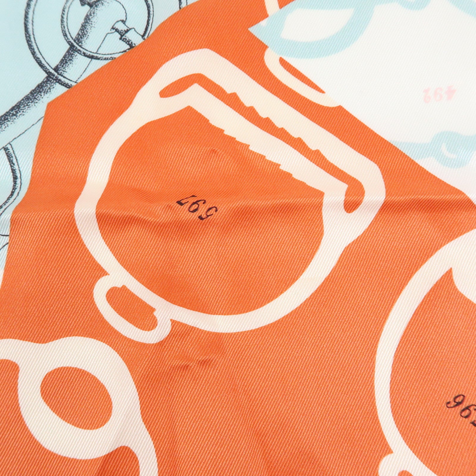 HERMES Carre 65 Set of 2 Silk 100% Scarf Beige Brown Orange
