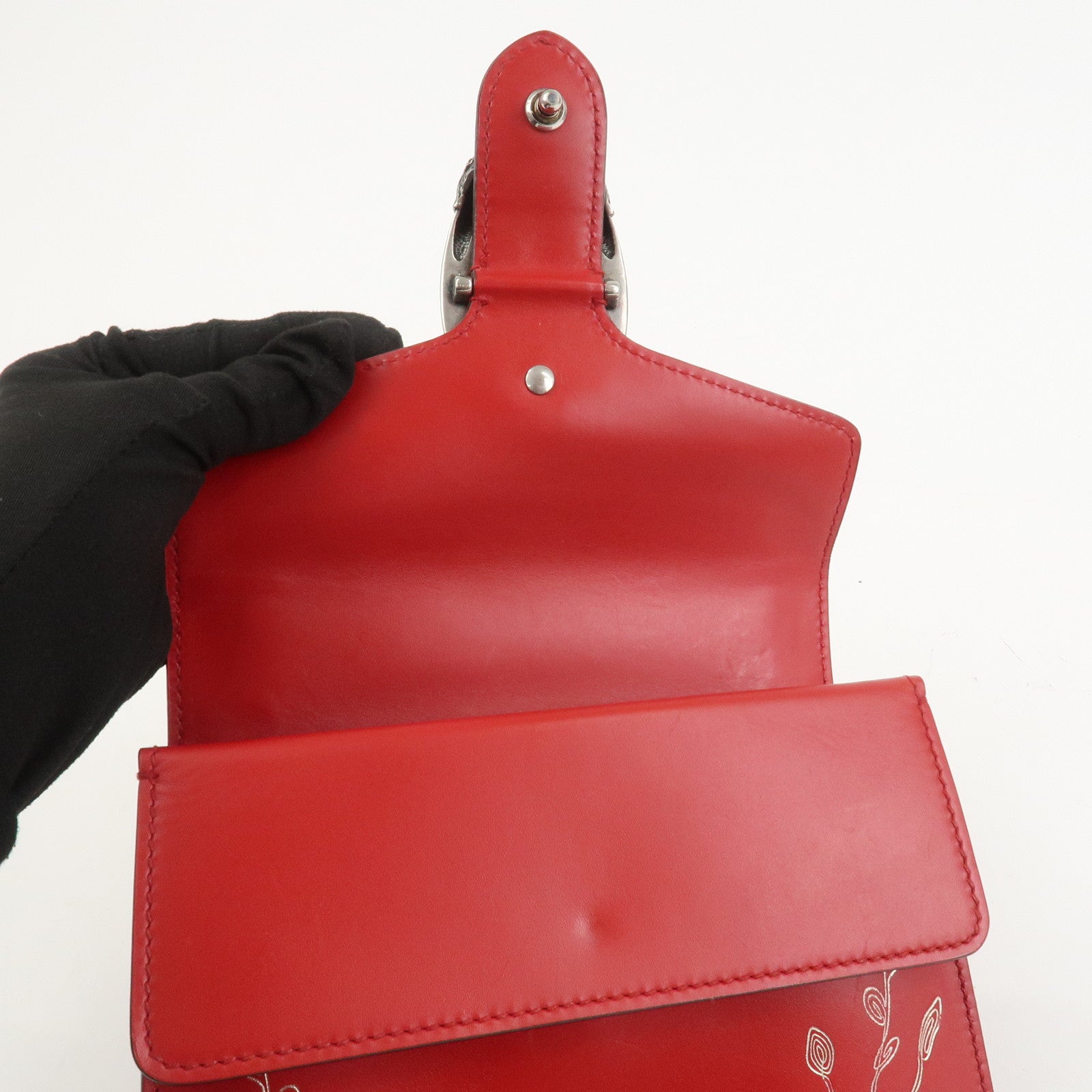 GUCCI Dionysus Leather Small Shoulder Bag Red 421970