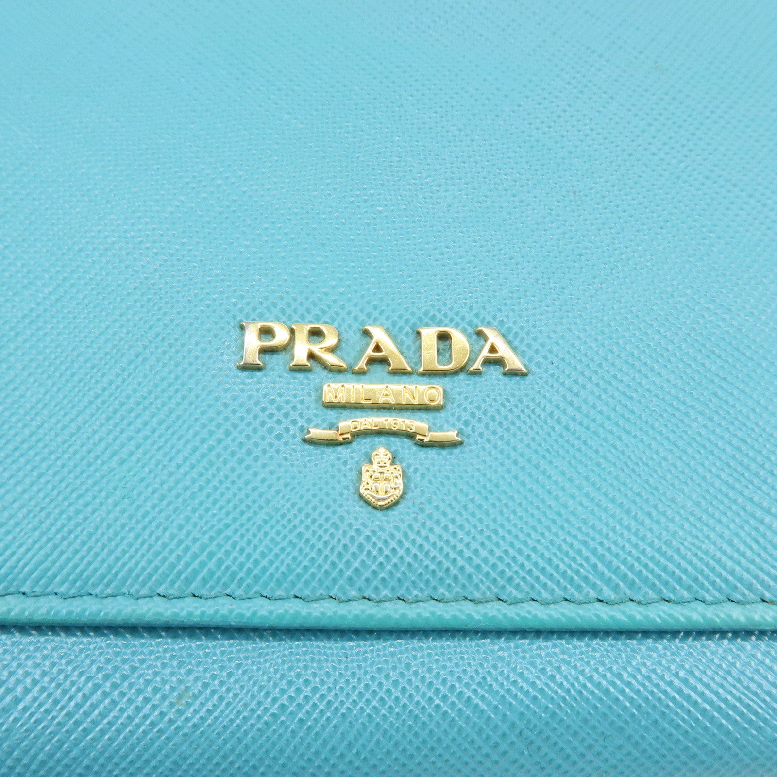 PRADA Saffiano Leather Chain Wallet Shoulder Bag Blue 1M1290