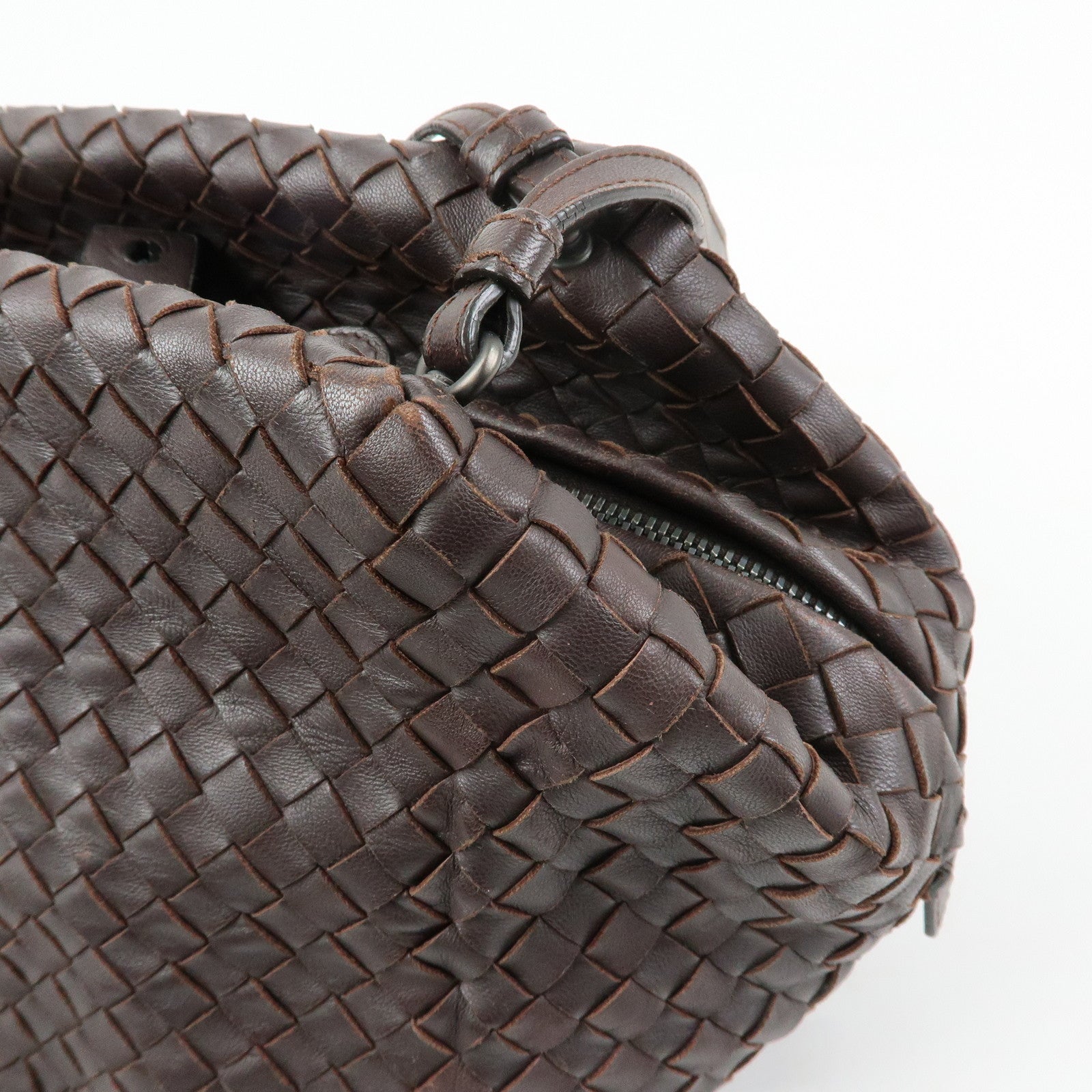 BOTTEGA VENETA Intrecciato Leather Shoulder Bag Brown 255693