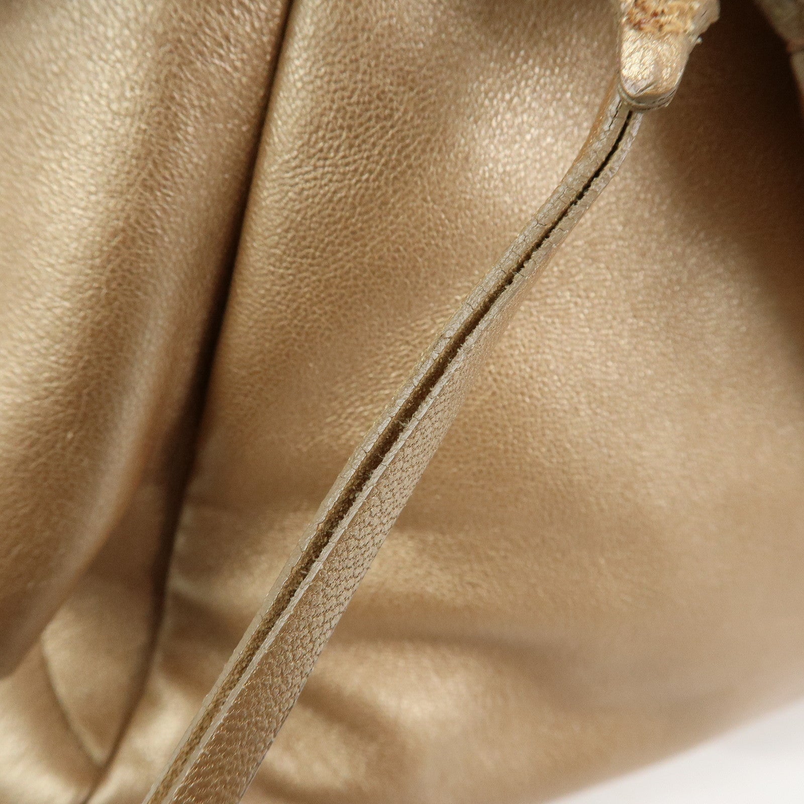 PRADA Frilled Leather Tote Bag Hand Bag Champagne Gold