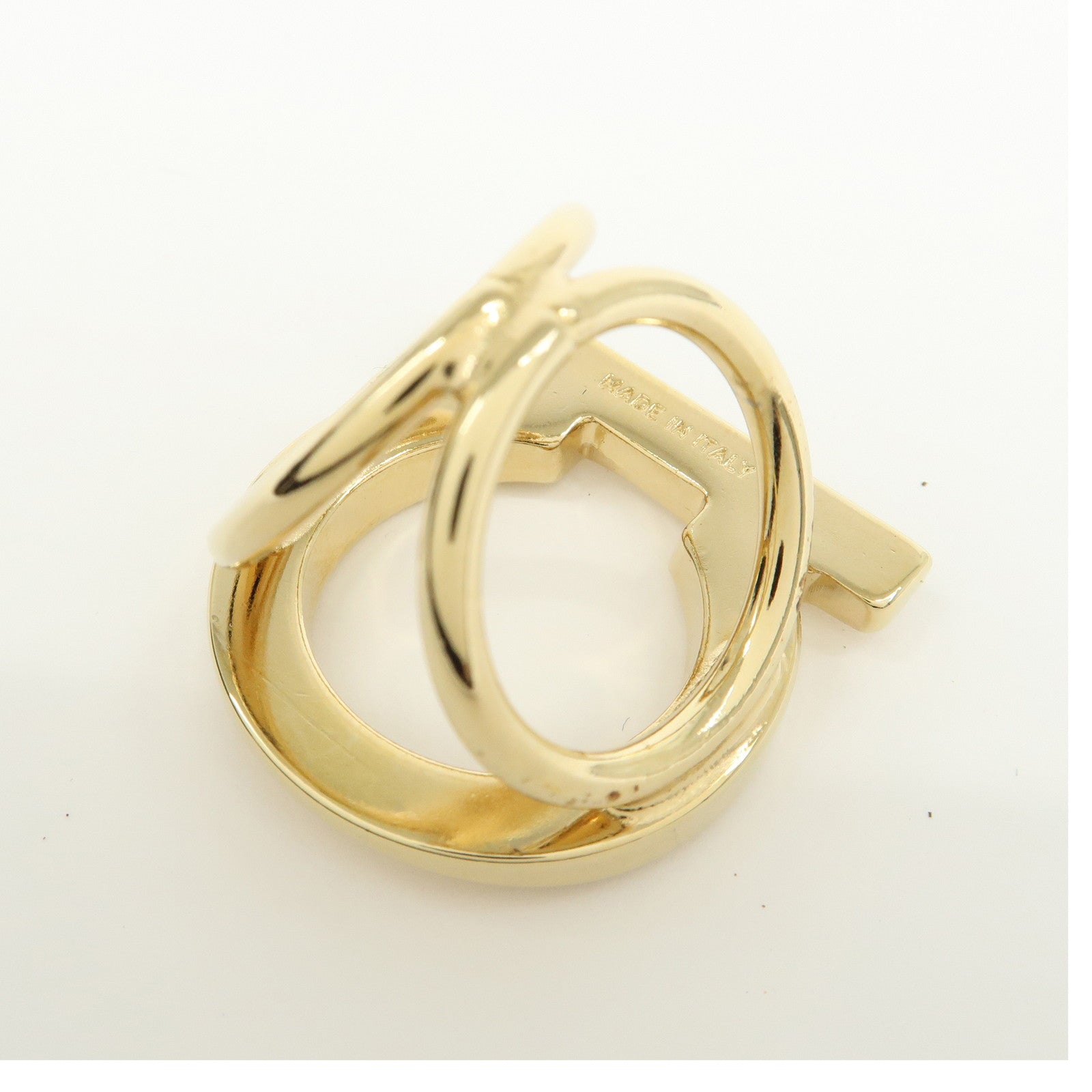 Ferragamo Gancini Metal Scarf Ring Scarf Accessory Gold