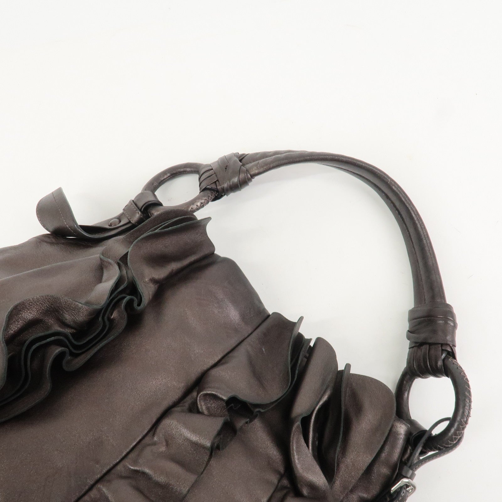 PRADA Logo Nappa Leather Shoulder Bag Hand Bag Bronze BR3993