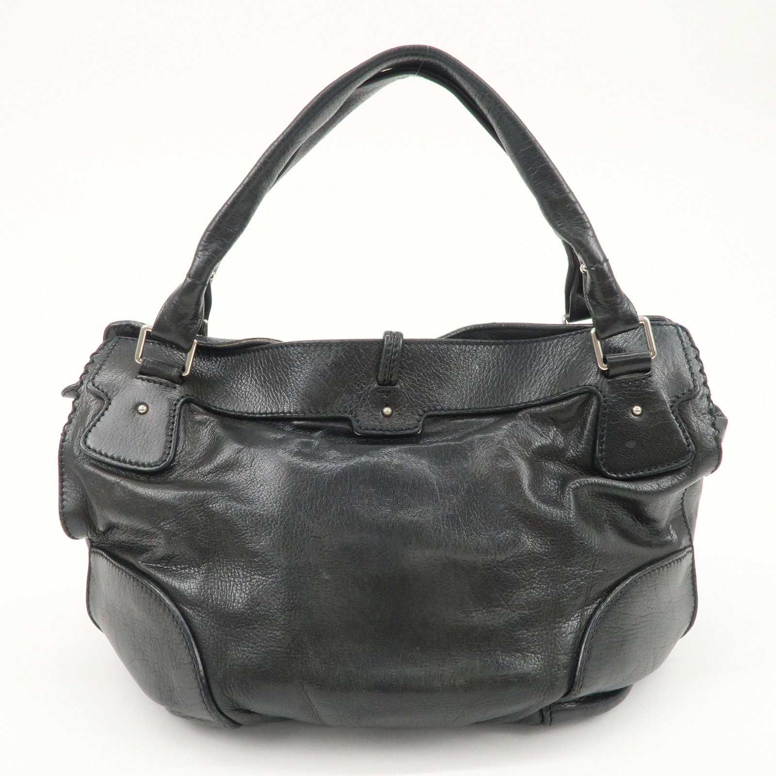 CELINE Bitter Sweet Leather Shoulder Bag Hand Bag Black Used