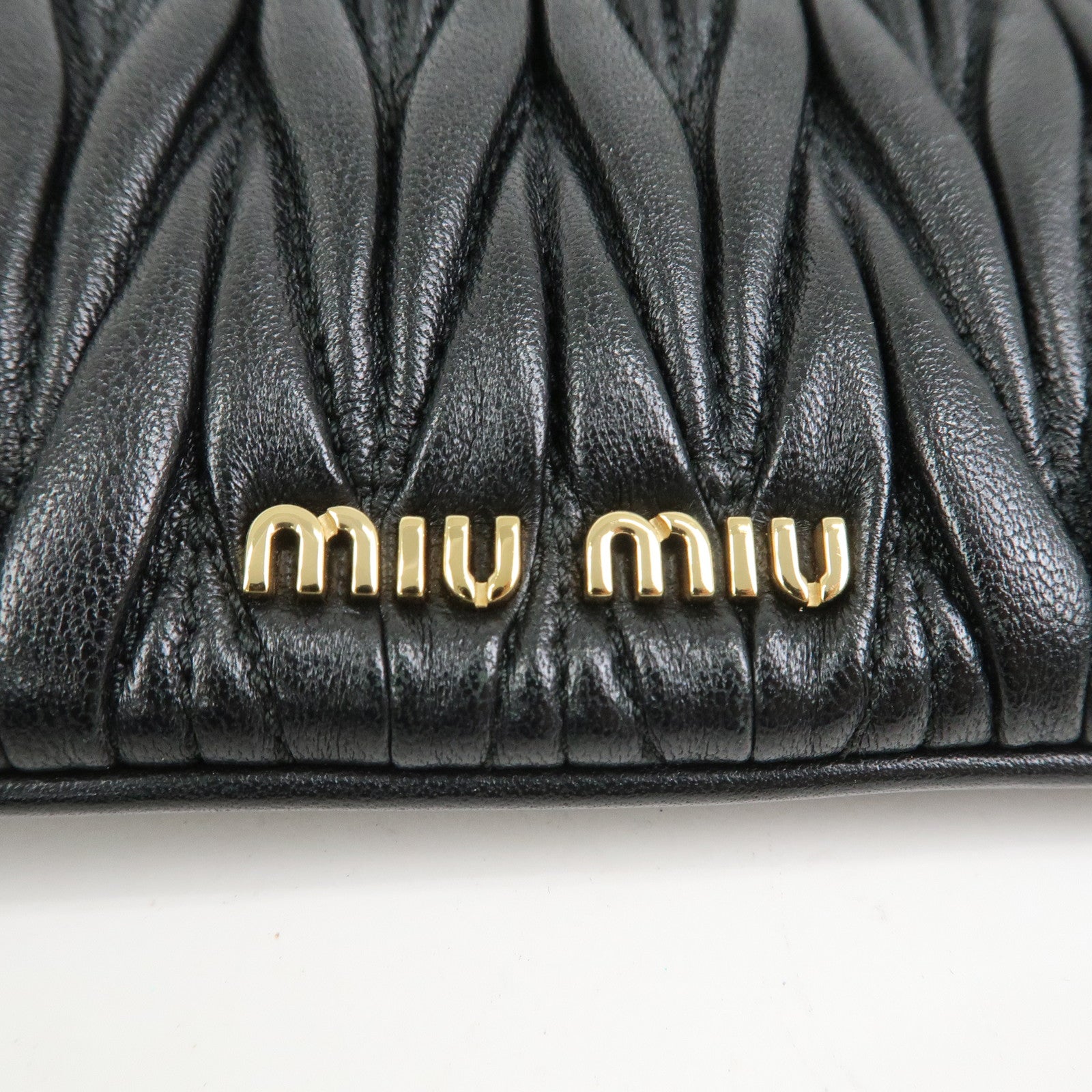 MIU MIU Matelasse Nappa Leather Chain Shoulder Bag Phone Case Black