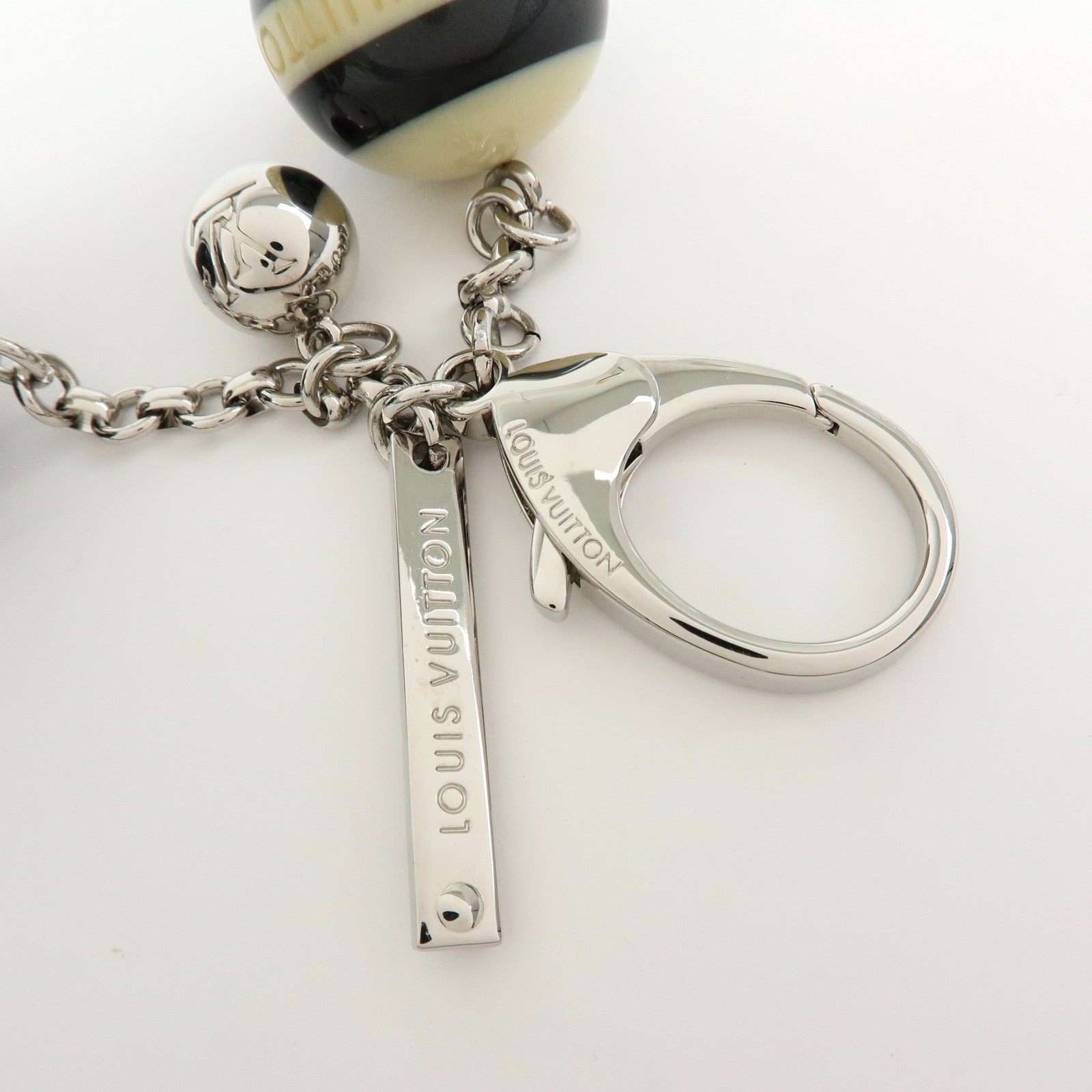 Louis Vuitton Metal Bag Charm Key Holder Black White M65701