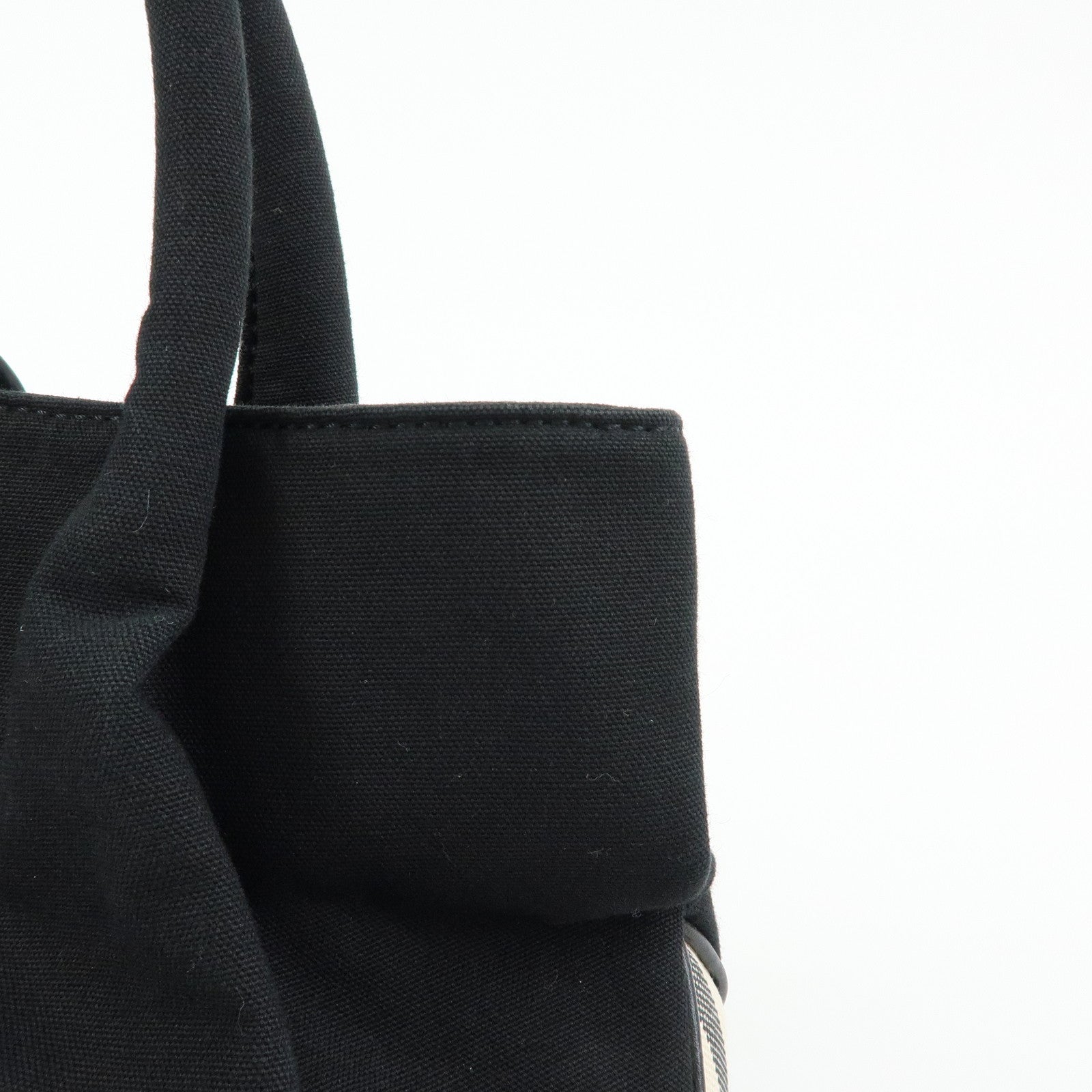 BURBERRY Canvas Leather Tote Bag Hand Bag Plaid Black