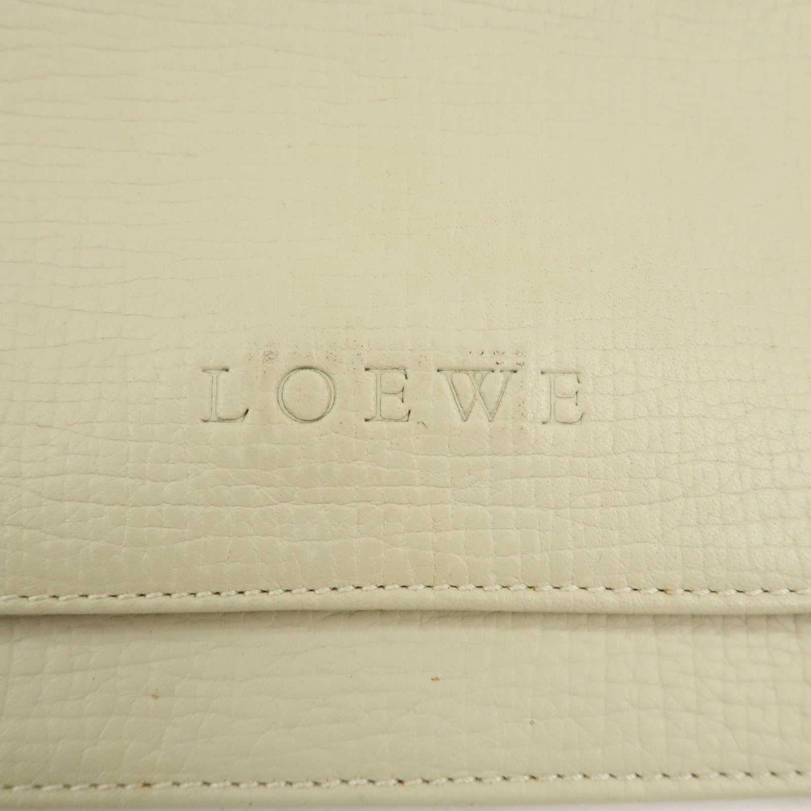 LOEWE Logo Leather Shoulder Bag Crossbody Bag Ivory