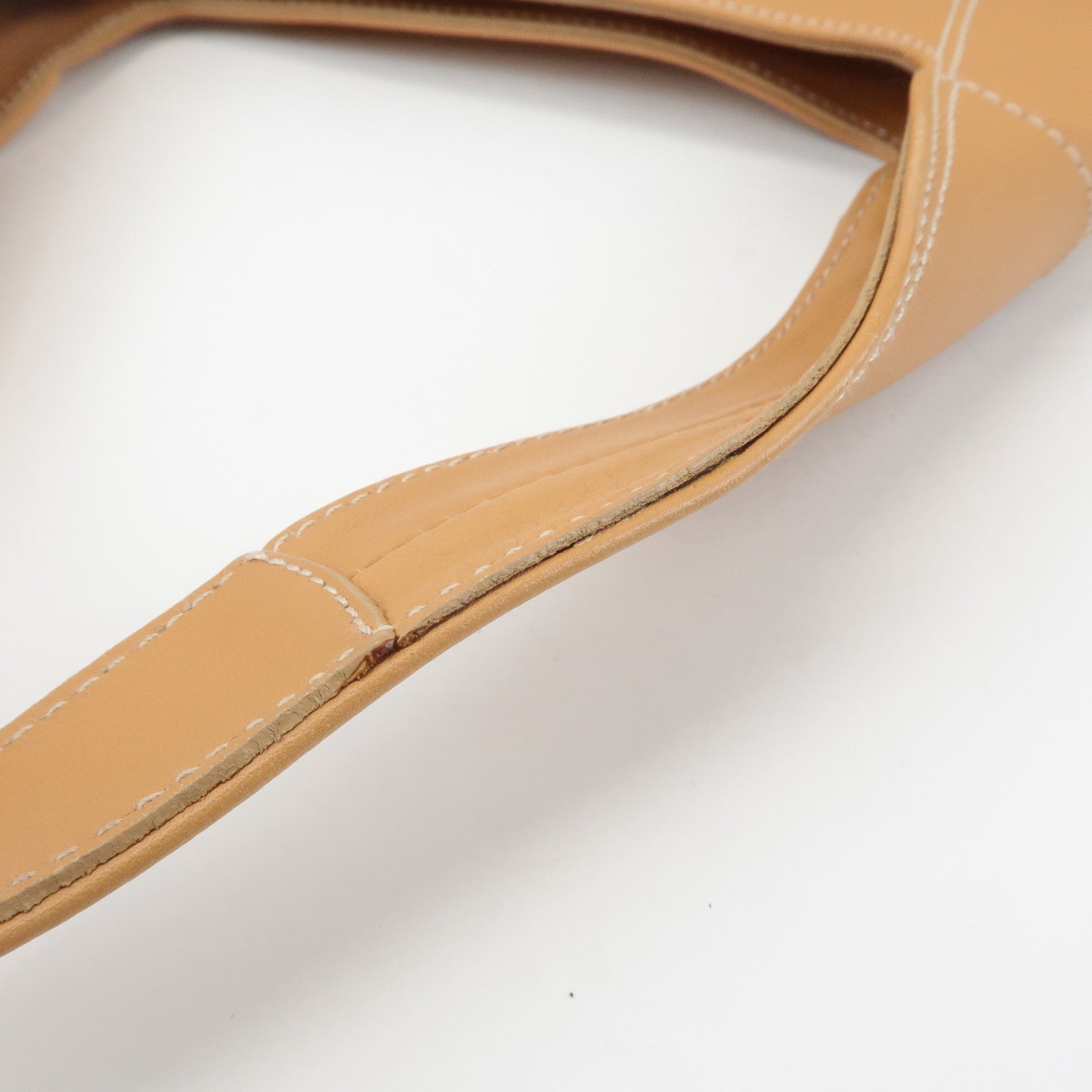 Ferragamo Gancini Leather Shoulder Bag Light Brown Silver HDW Used