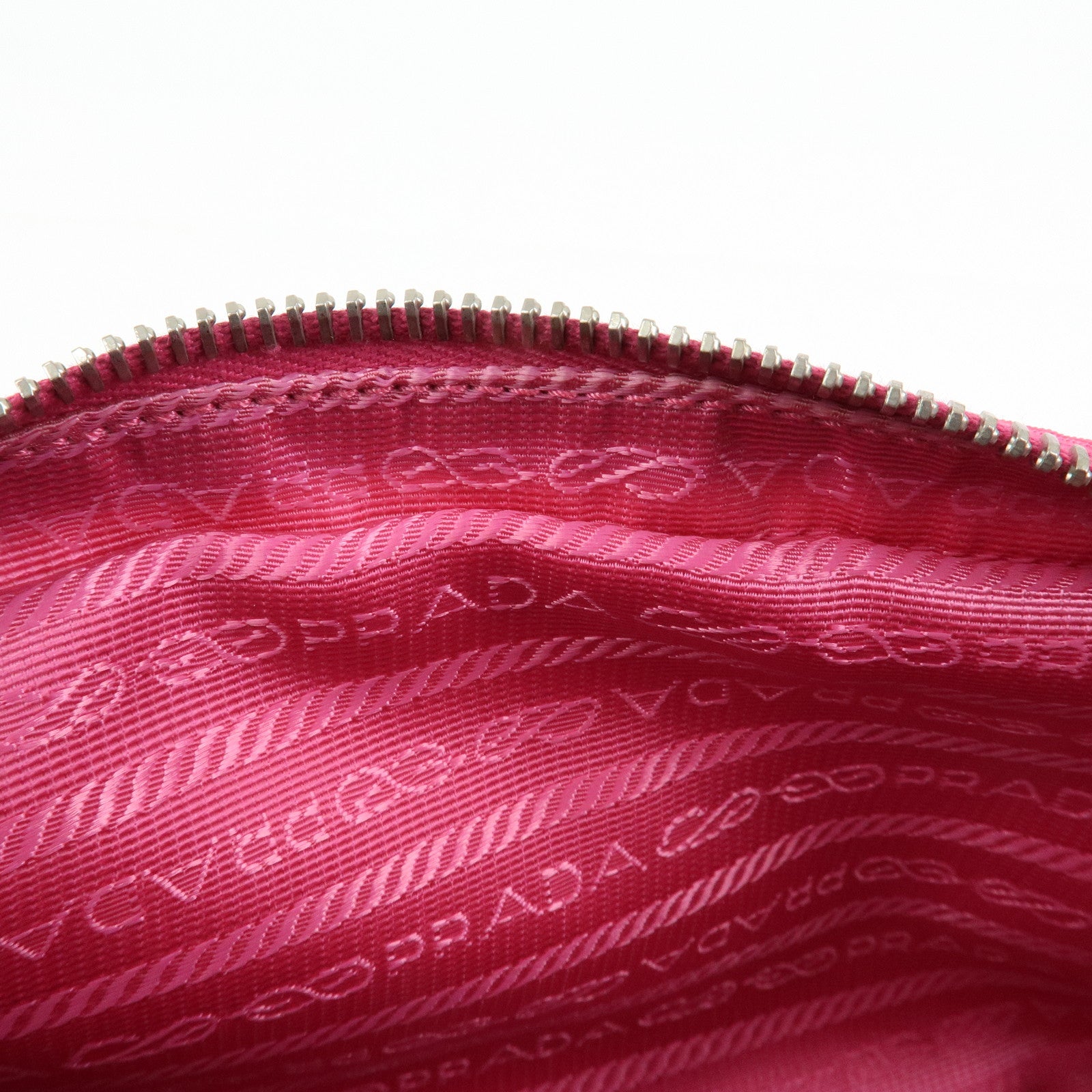 PRADA Triangle Logo Nylon Saffiano Leather Shoulder Bag Pink BT1010