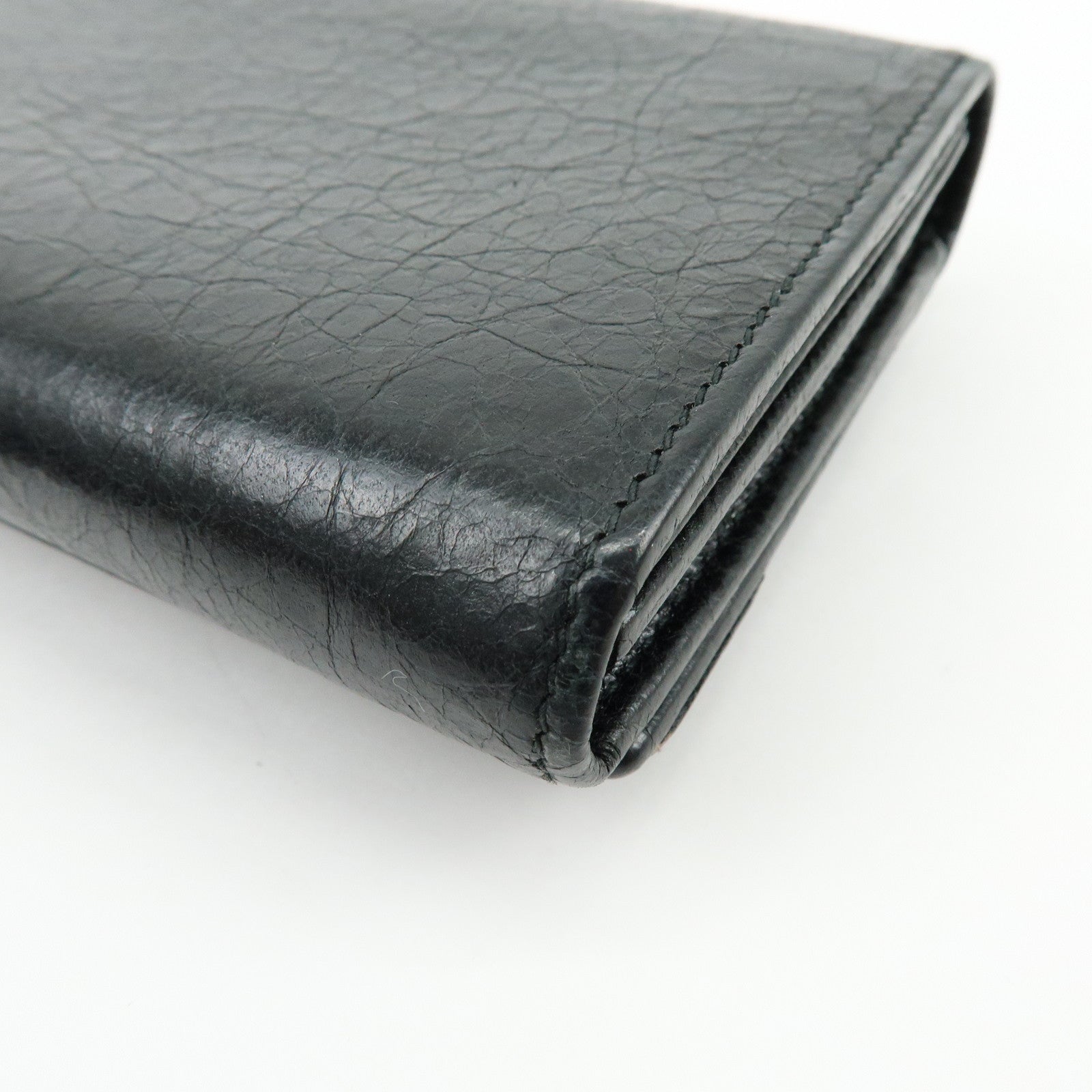 BALENCIAGA City Leather Bi-fold Long Wallet Black 253038