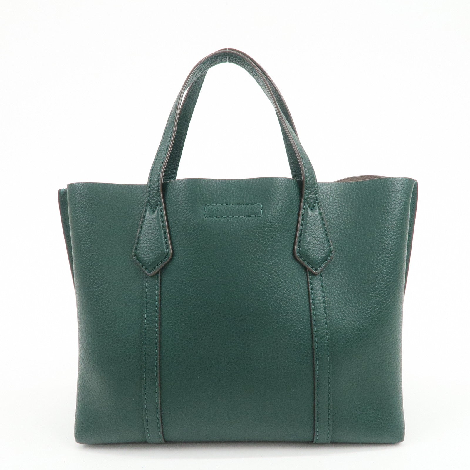 TORY BURCH Perry Logo Leather 2Way Bag Hand Bag Shoulder Bag Green