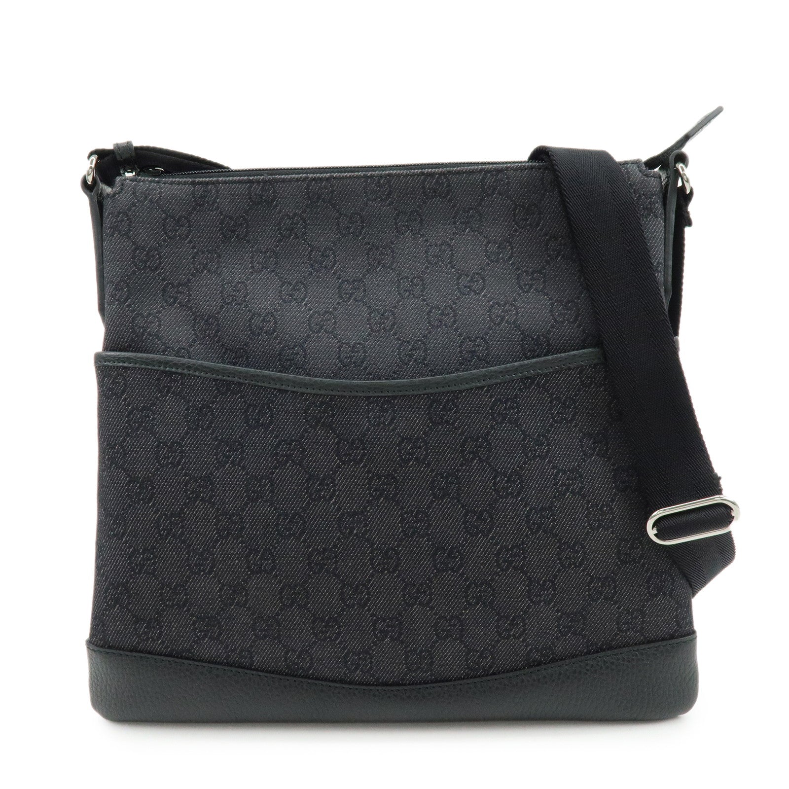 GUCCI GG Denim Leather Shoulder Bag Crossbody Bag Black 509635