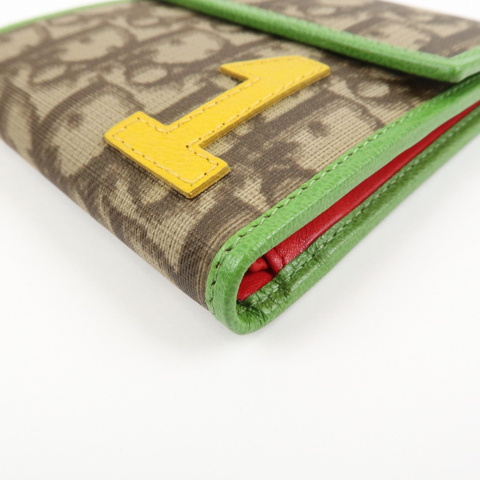 Christian Dior Rasta Trotter PVC Leather Compact Wallet Brown Green