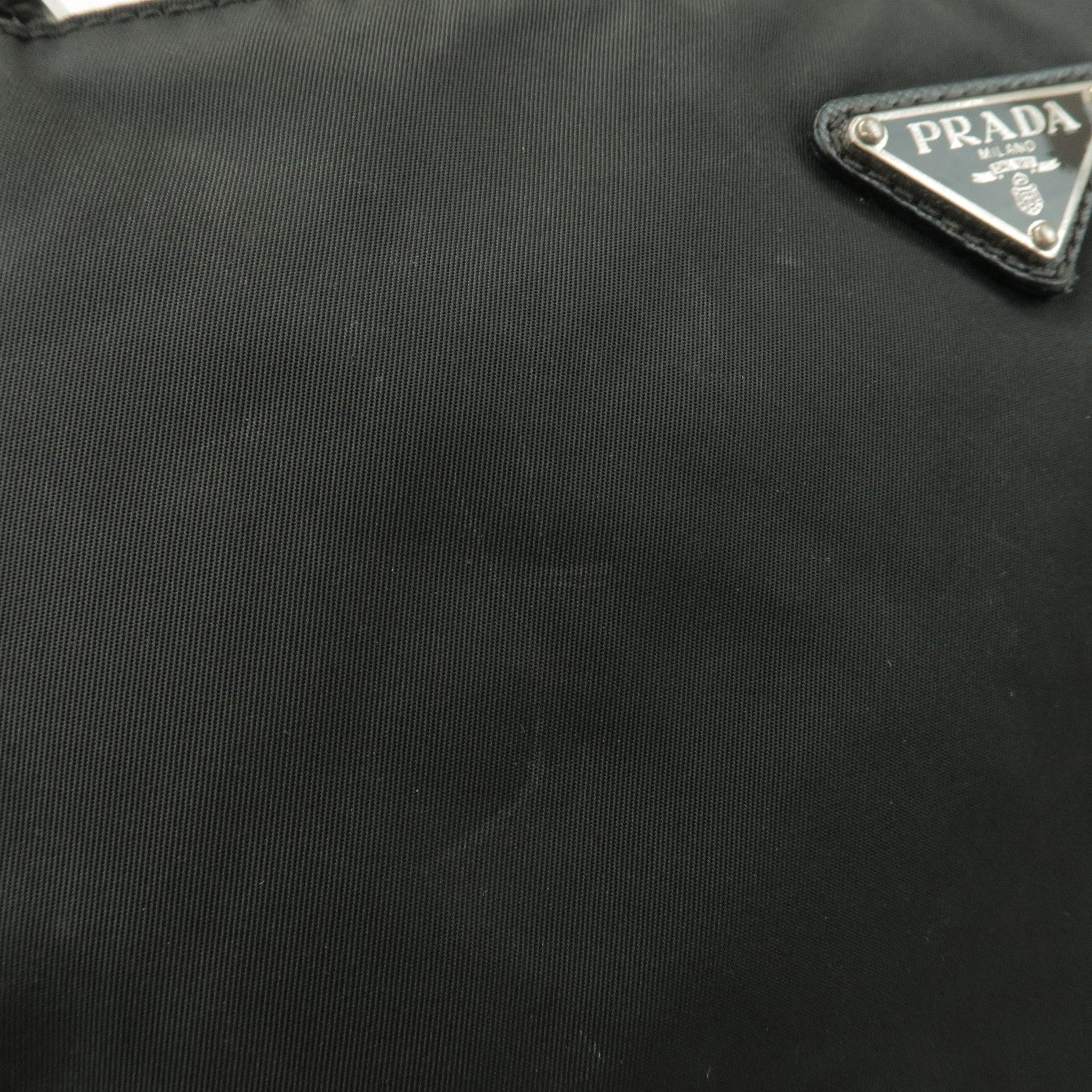 PRADA Triangle Logo Nylon Saffiano Leather Shoulder Bag Black