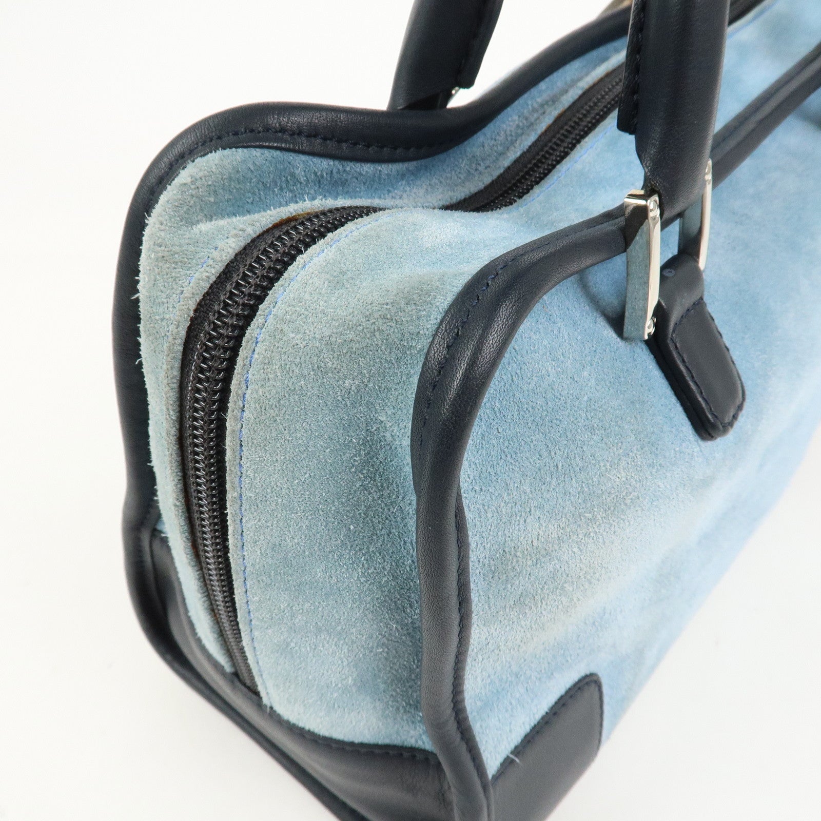 LOEWE Anagram Suede Leather Amazona 28 Hand Bag Blue