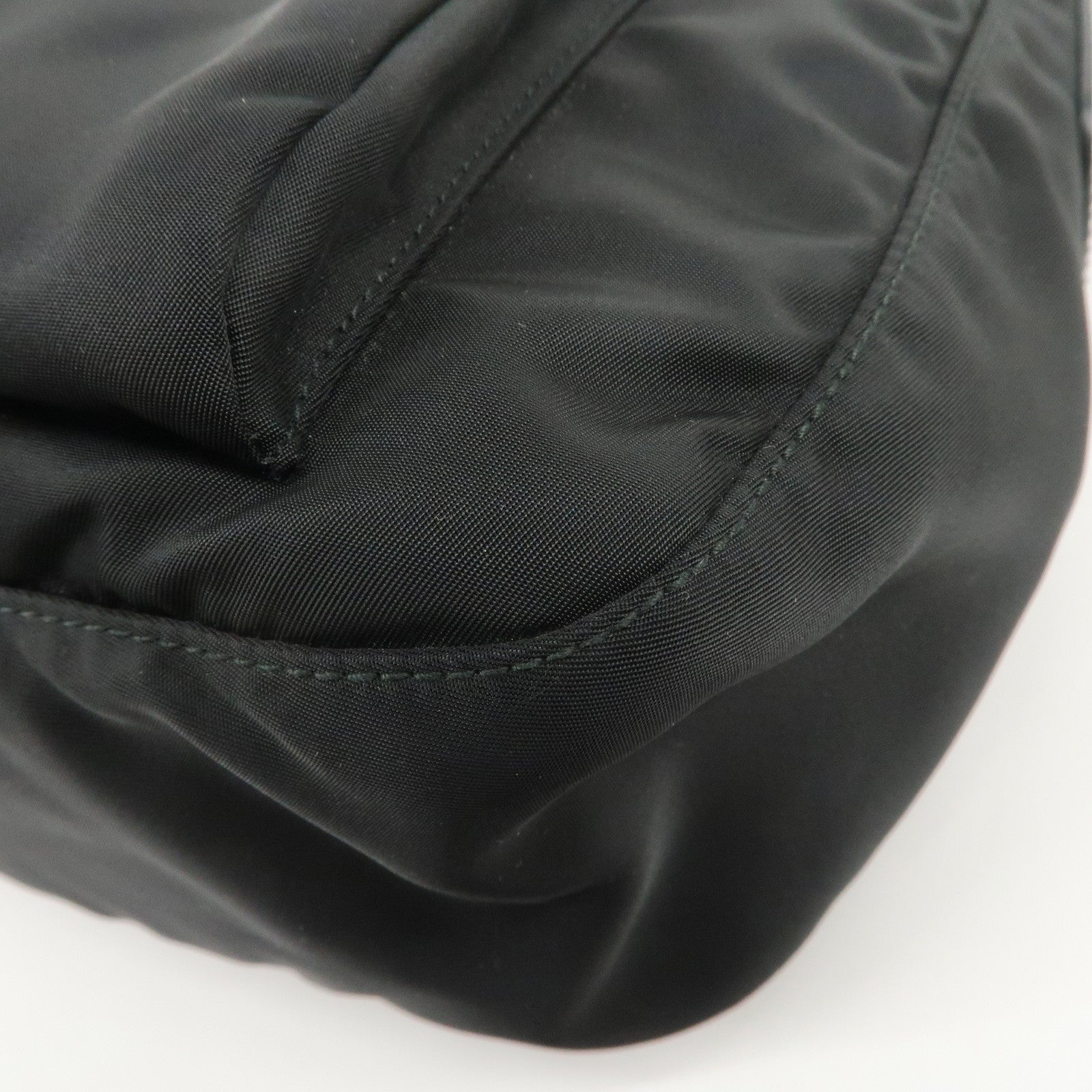PRADA Triangle Logo Nylon Saffiano Leather Shoulder Bag Black