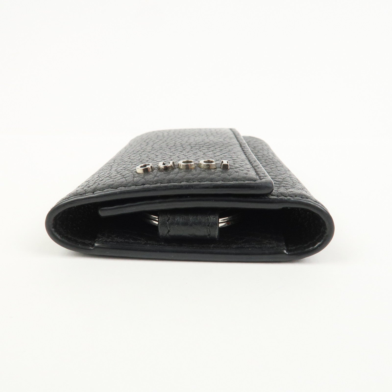 GUCCI Logo Leather 6 Rings Key Case Key Holder Black 771156