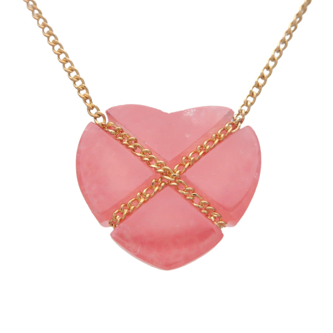 Tiffany & Co Chain Cross Heart Necklace 750YG Incarose Red