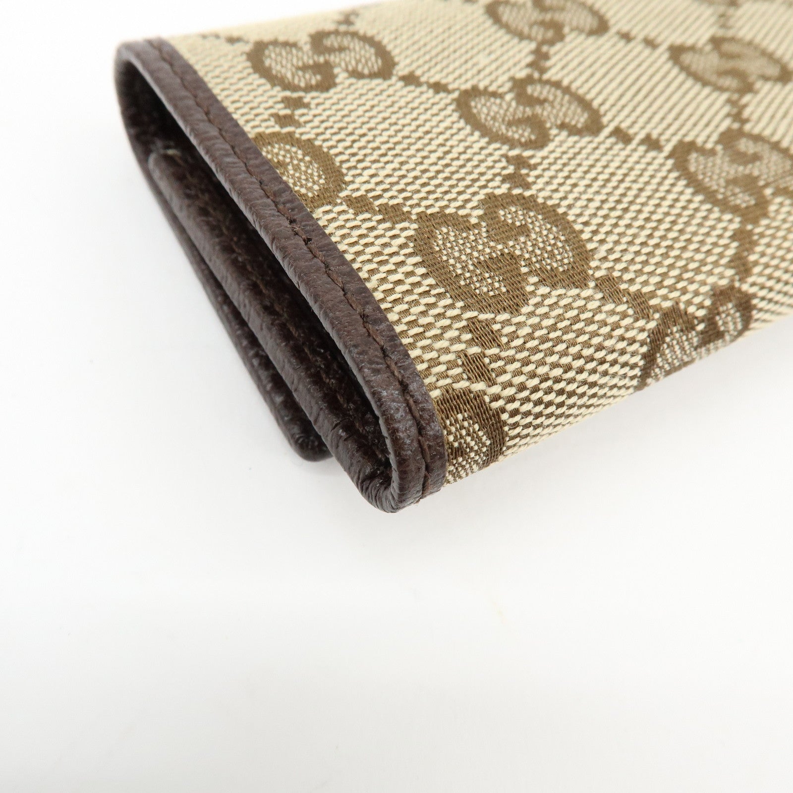 GUCCI GG Canvas Leather 6 Ring Key Case Beige Brown 127048