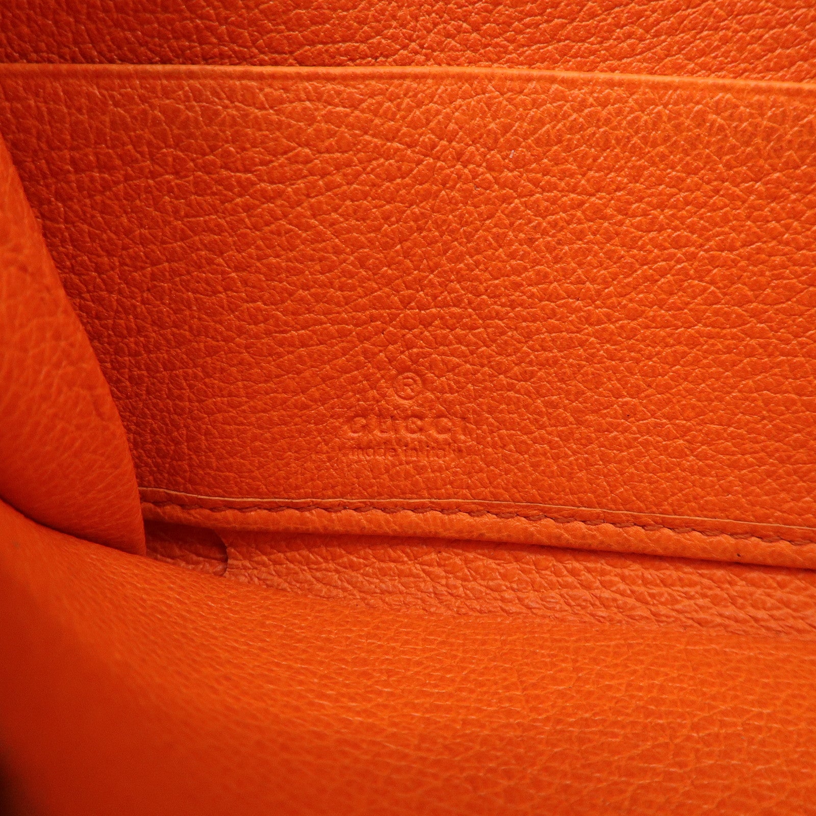 GUCCI Logo Leather Round Zippy Long Wallet Orange 658691