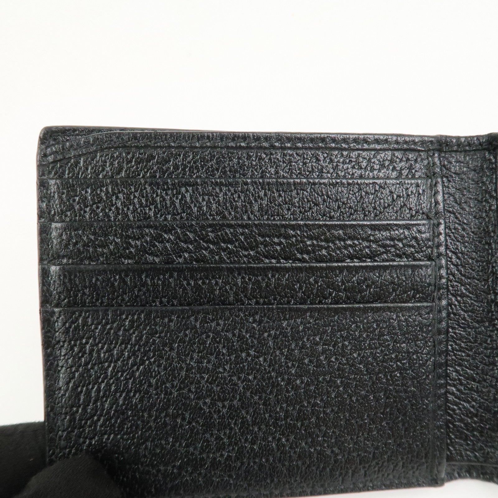 GUCCI Animalier Leather Bi-fold Compact Wallet Black 523664