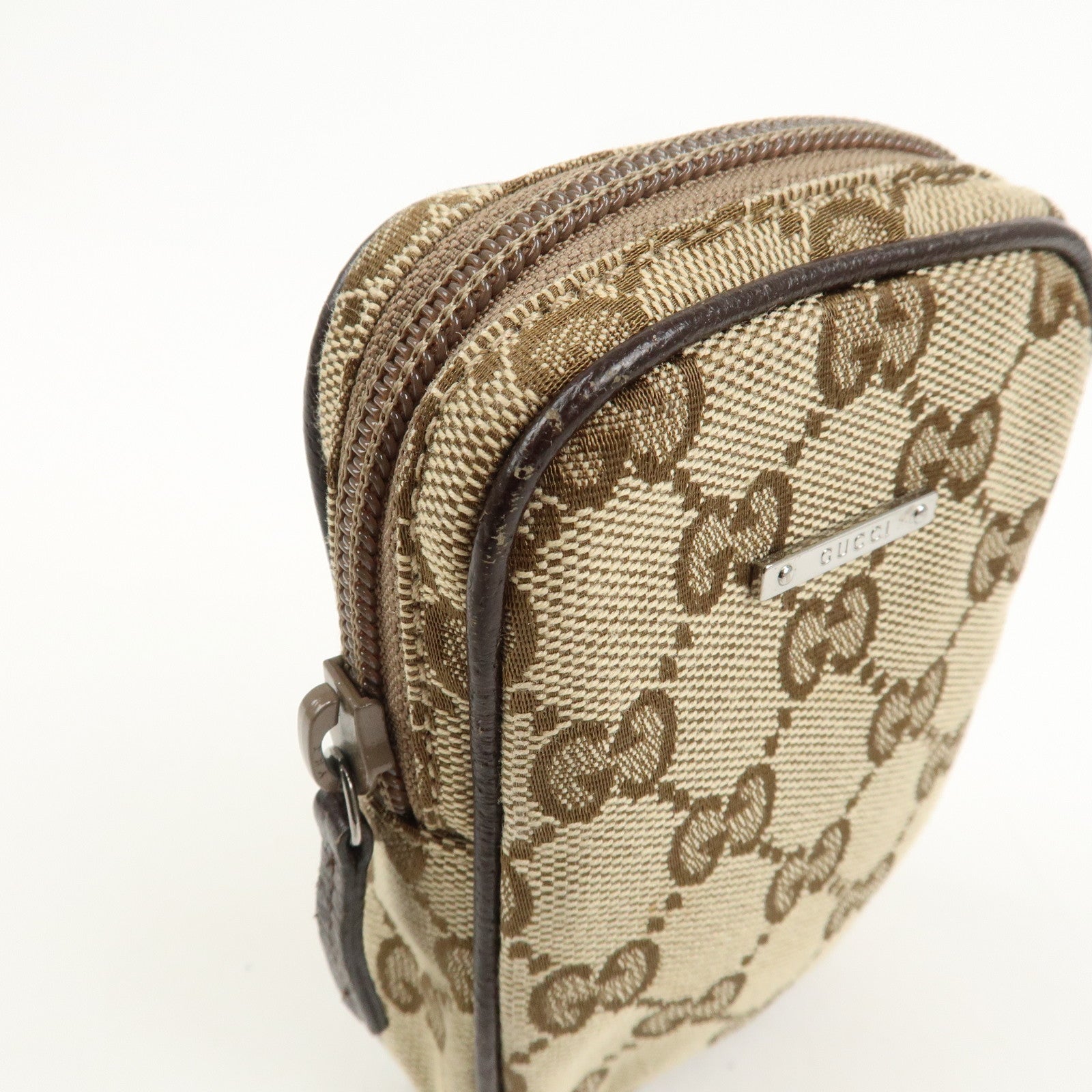 GUCCI GG Canvas Leather Cigarette Case Beige Brown 115249