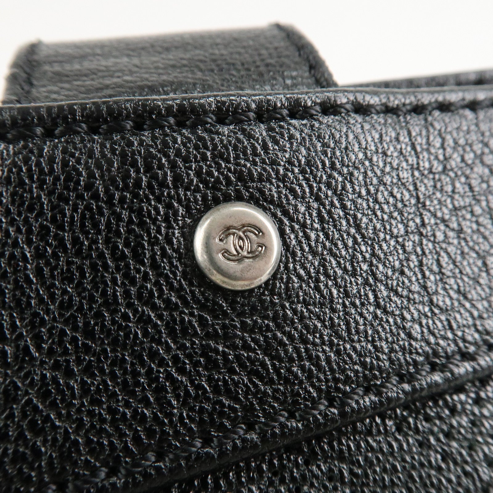 CHANEL COCO Mark Patent Leather Punchcing Tote Bag Shoulder Bag Black Used