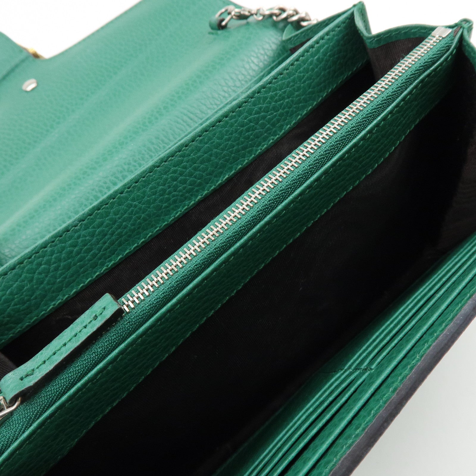 GUCCI Dionysus Leather Chain Shoulder Bag Wallet Green 401231