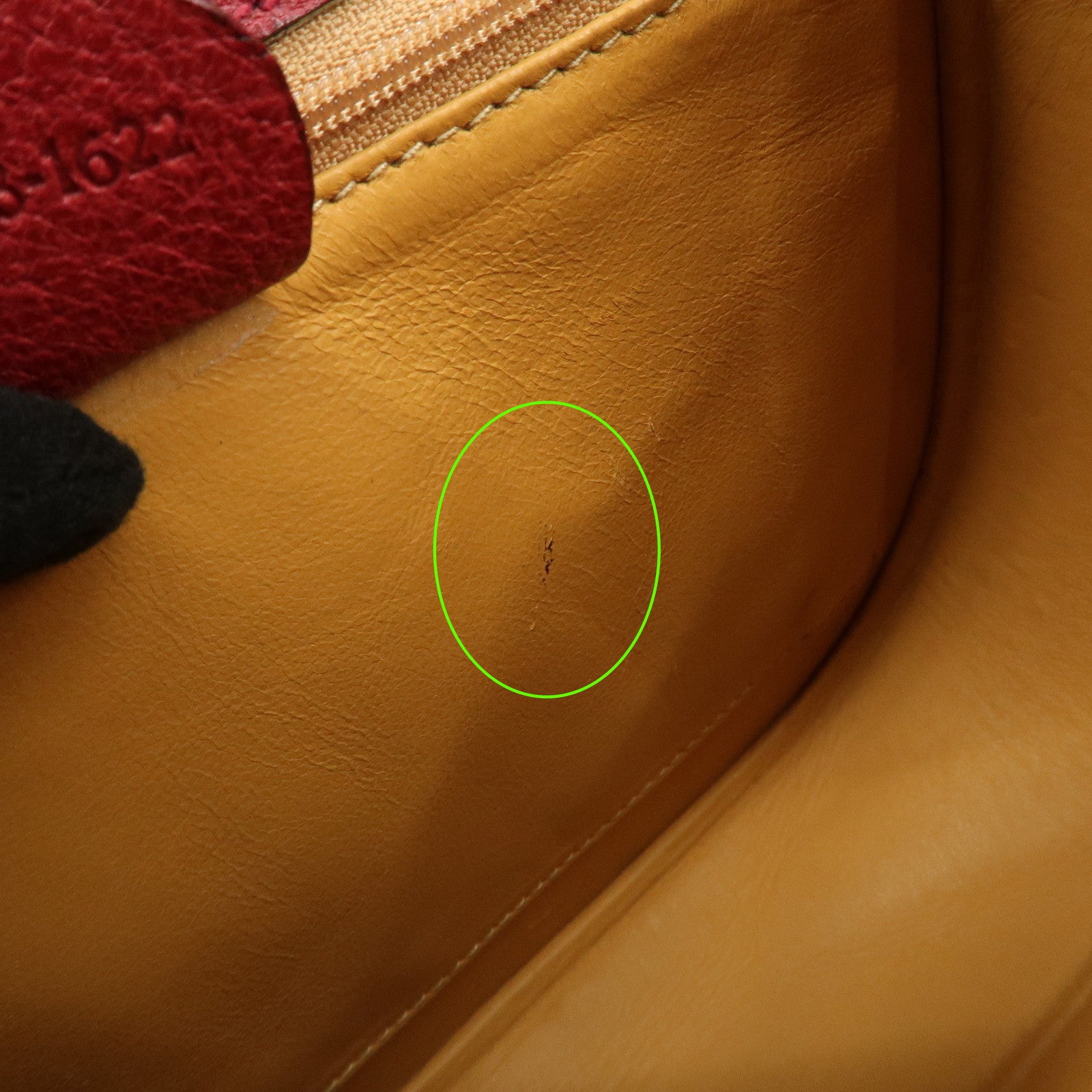 GUCCI Bamboo Leather Shoulder Bag Crossbody Bag Red 001・113・1622