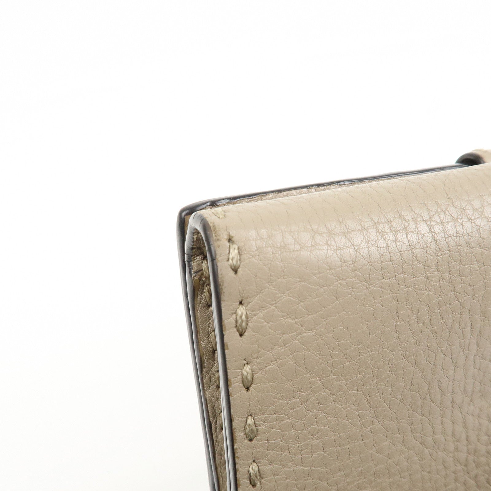 FENDI Seleria Leather Peekaboo Long Wallet Beige 8M0308