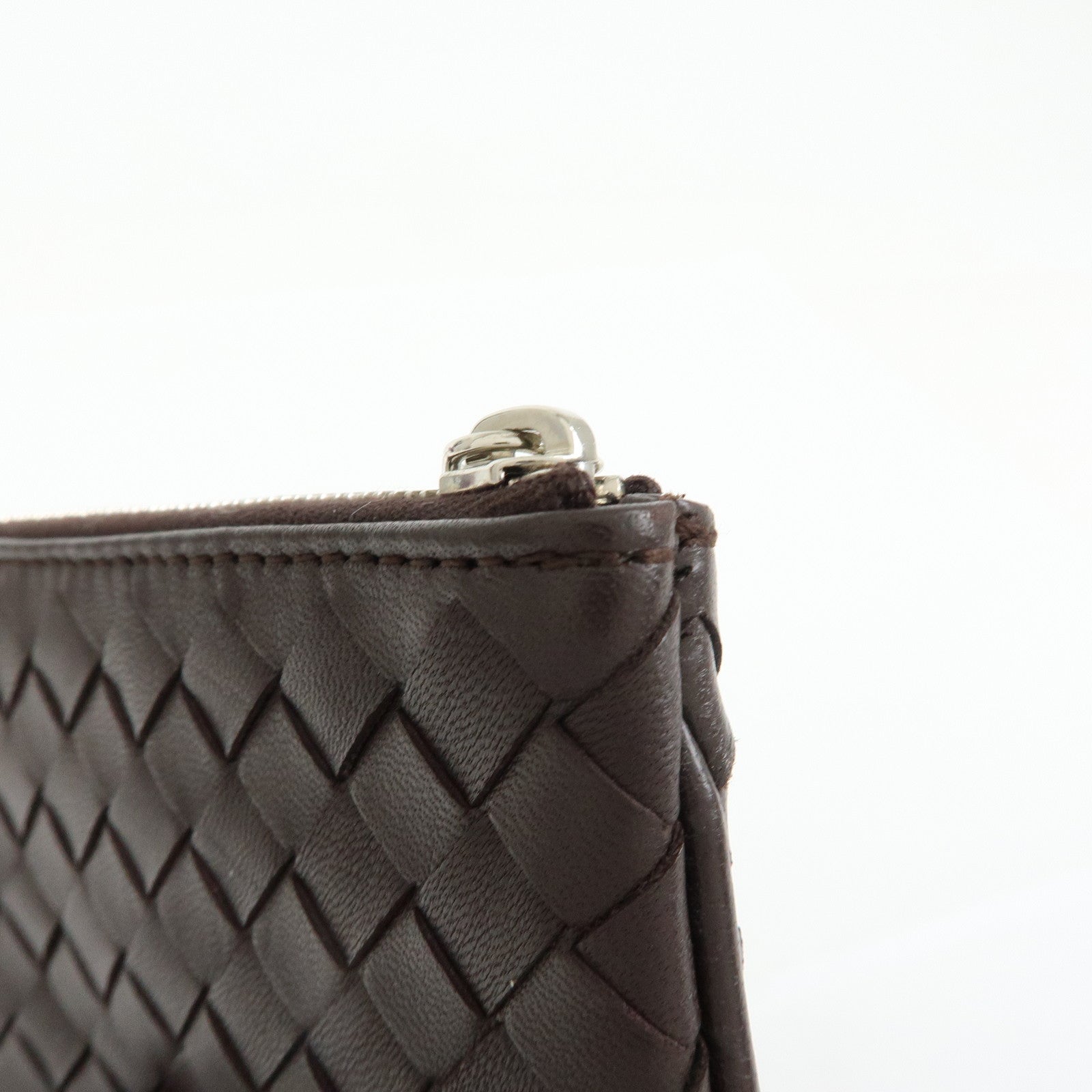 BOTTEGA VENETA Intrecciato Leather Coin Key Case Brown 131232