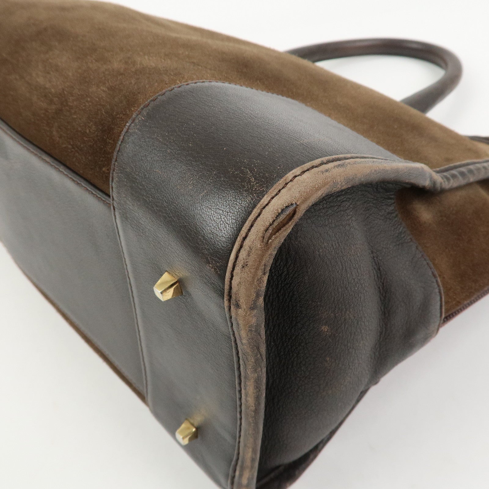 LOEWE Anagram Amazona 32 Suede Leather Hand Bag Boston Bag Brown