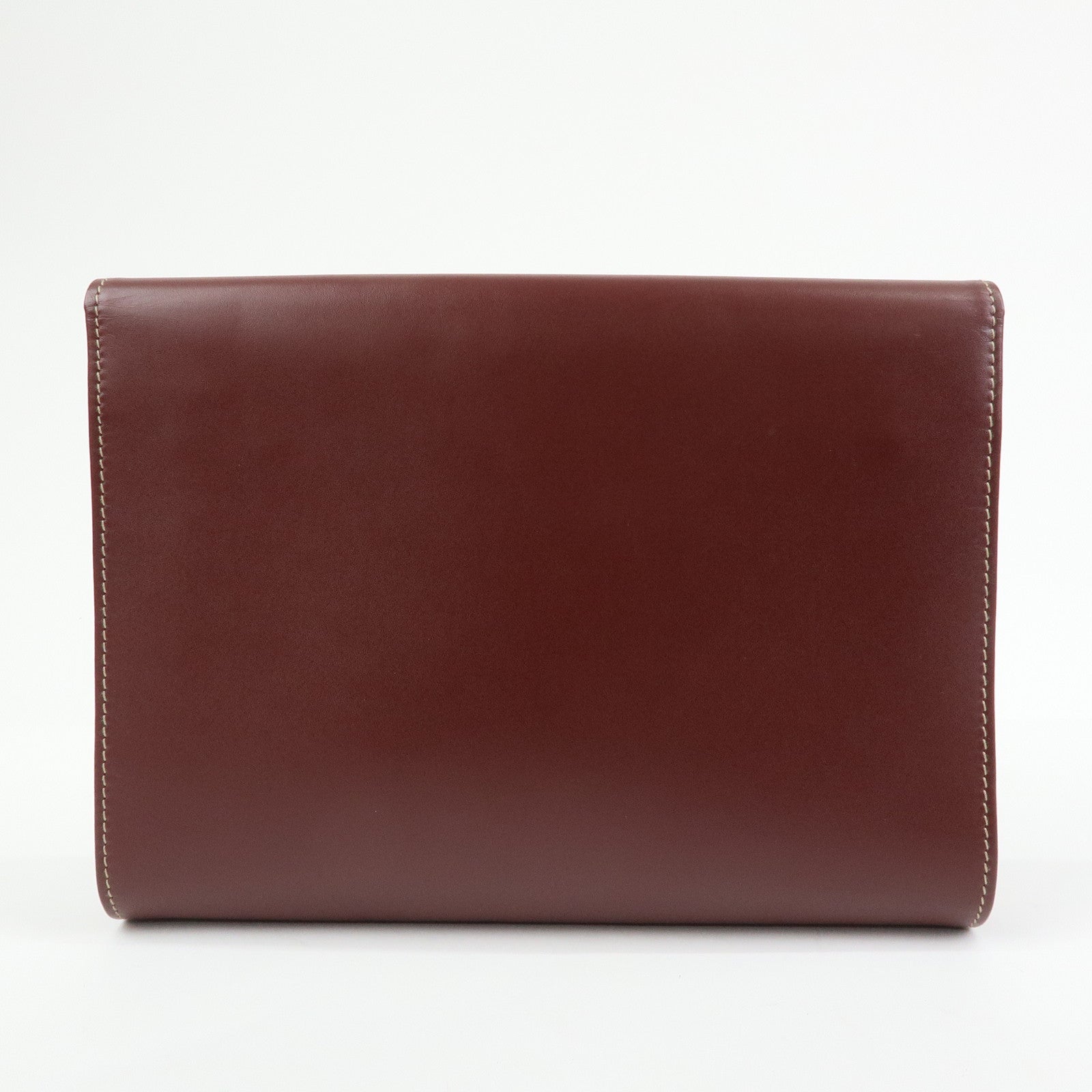 Cartier Must de Cartier Leather Clutch Bag Flat Pouch Bordeaux
