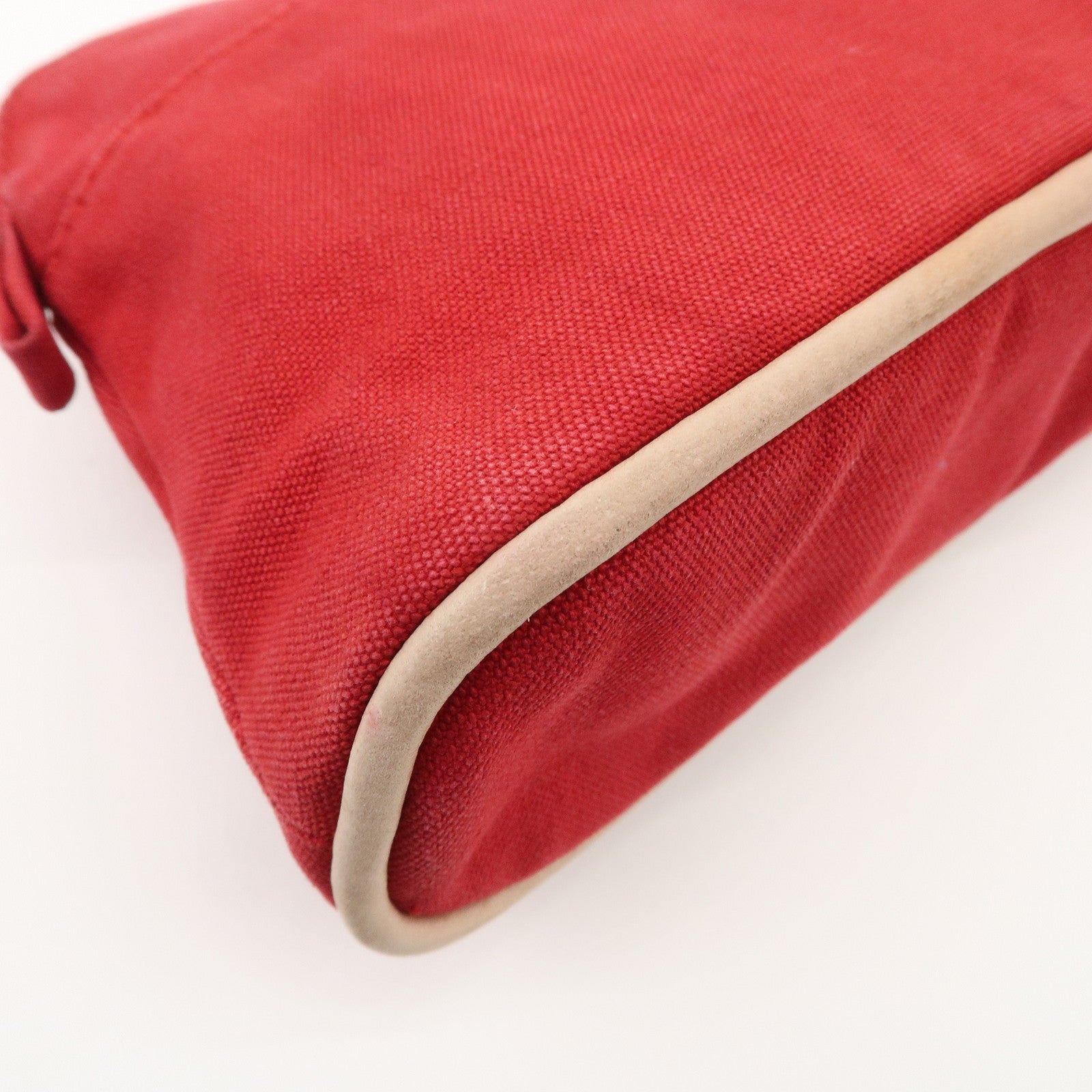 HERMES  Set of 2 Canvas Leather Pouch Cosmetic Pouch Orange Red Used